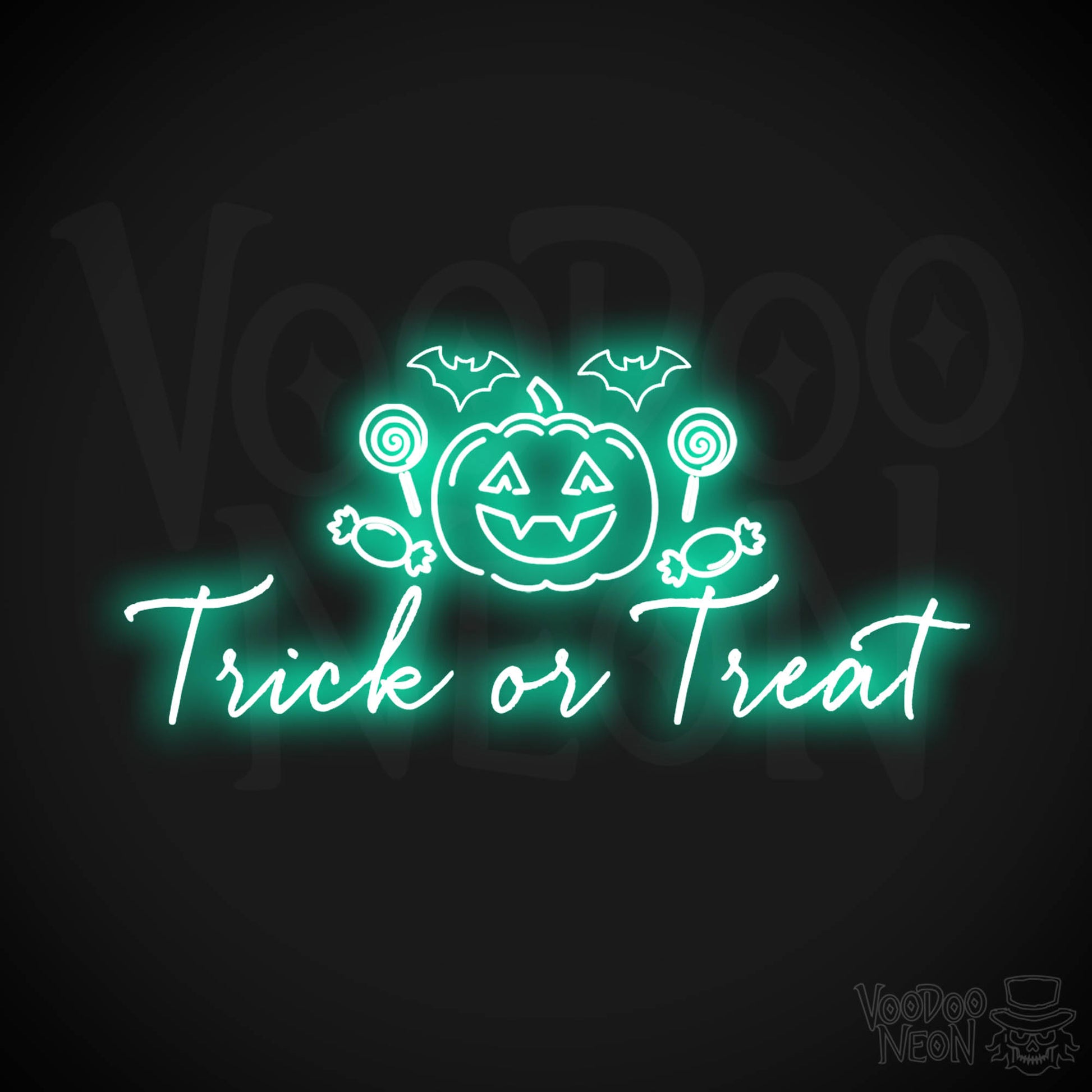 Trick Or Treat Neon Sign - Neon Trick or Treat Sign - LED Wall Art - Color Light Green