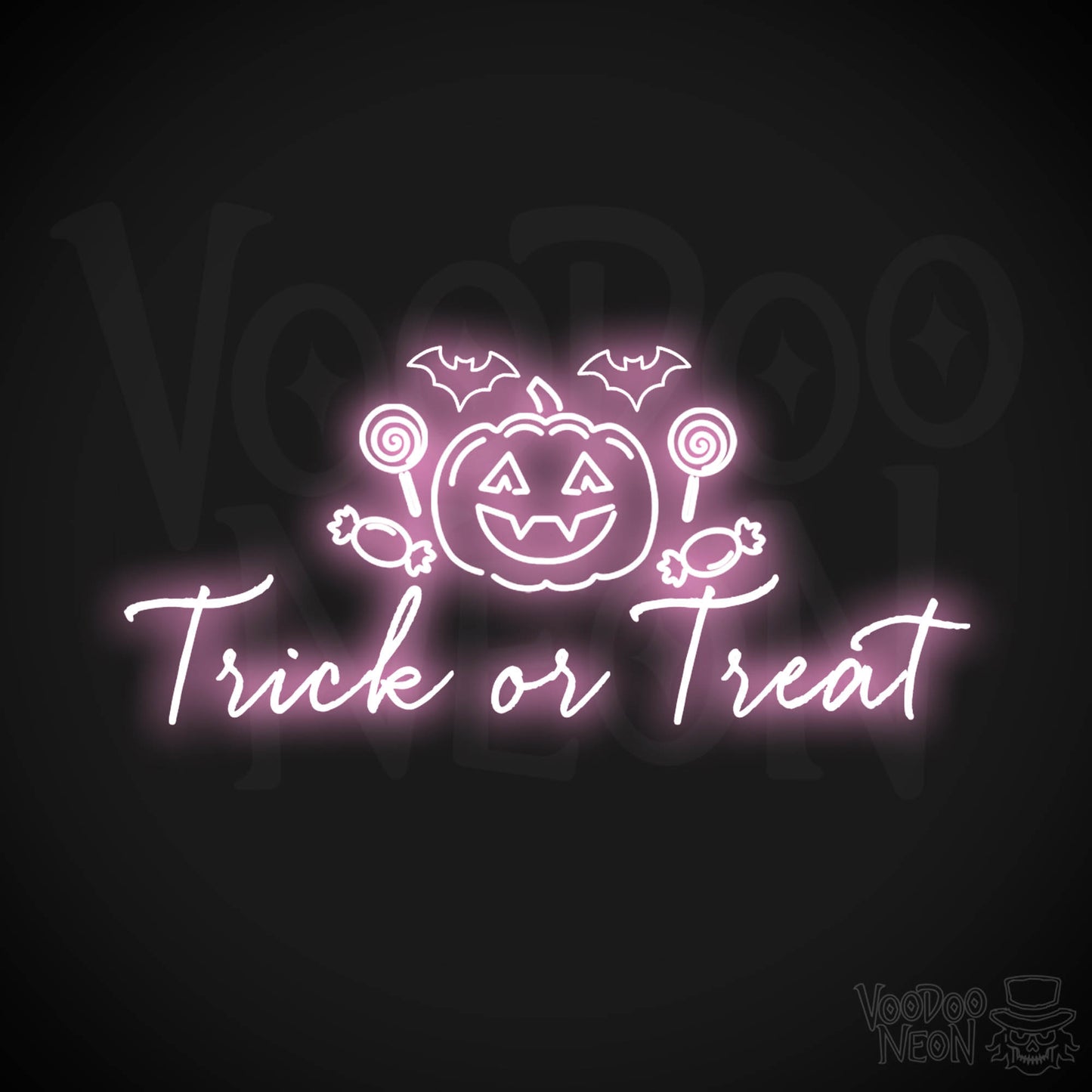 Trick Or Treat Neon Sign - Neon Trick or Treat Sign - LED Wall Art - Color Light Pink