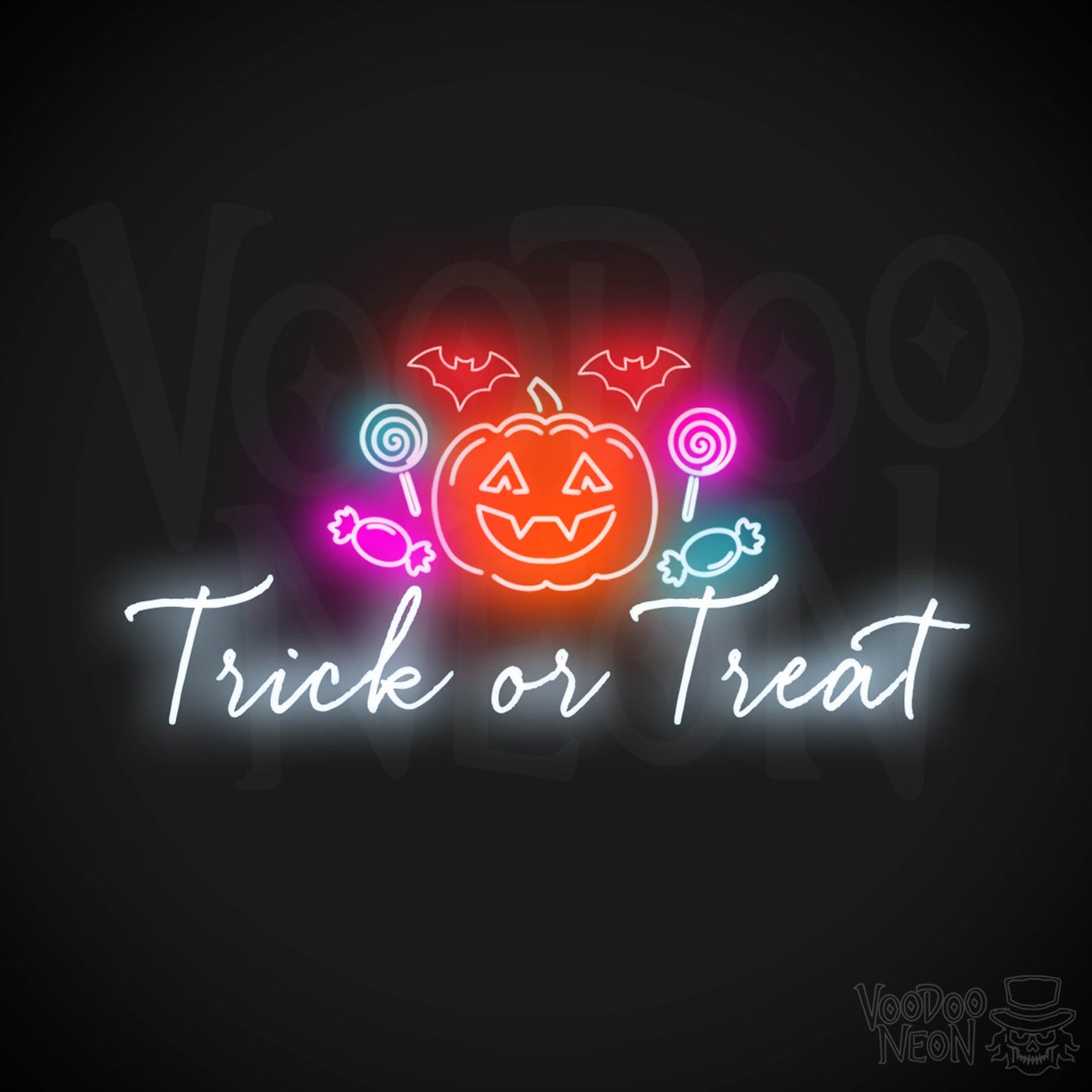 Trick Or Treat Neon Sign - Neon Trick or Treat Sign - LED Wall Art - Color Multi-Color