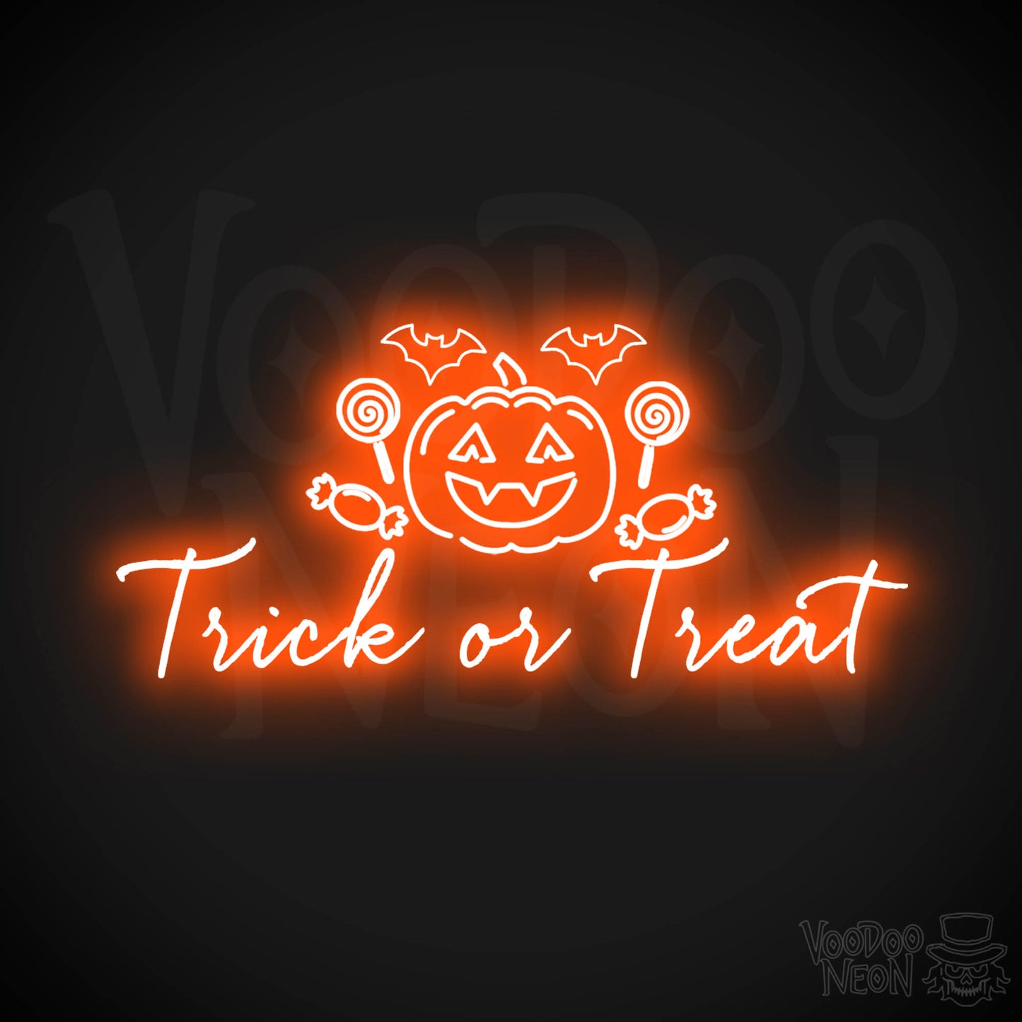 Trick Or Treat Neon Sign - Neon Trick or Treat Sign - LED Wall Art - Color Orange