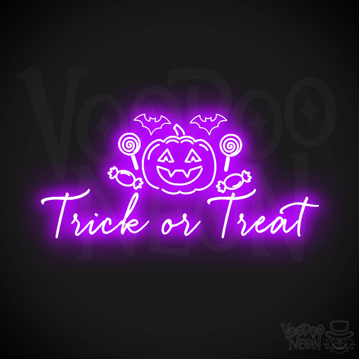 Trick Or Treat Neon Sign - Neon Trick or Treat Sign - LED Wall Art - Color Purple
