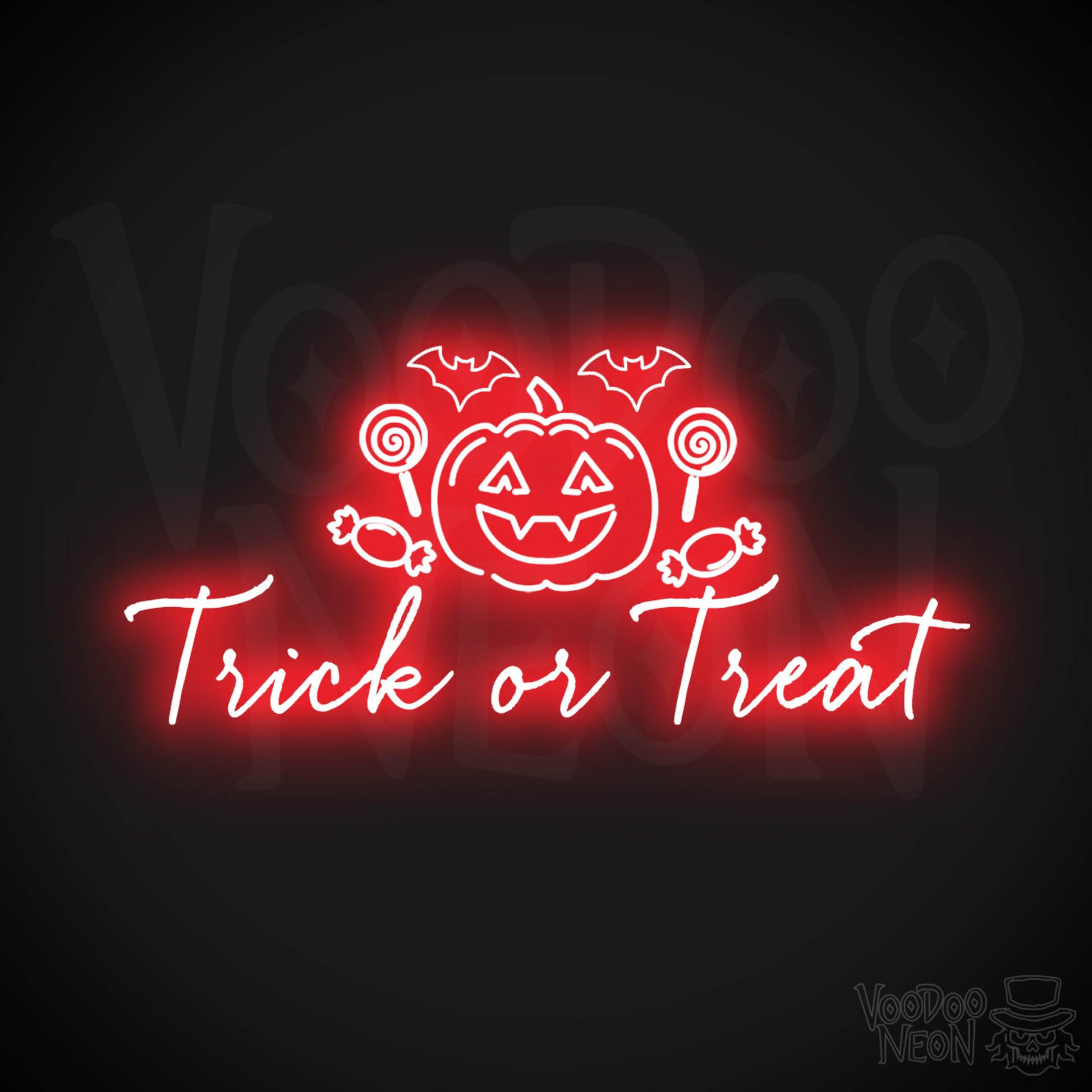 Trick Or Treat Neon Sign - Neon Trick or Treat Sign - LED Wall Art - Color Red