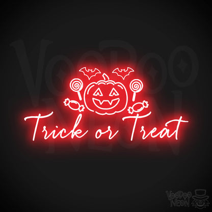 Trick Or Treat Neon Sign - Neon Trick or Treat Sign - LED Wall Art - Color Red