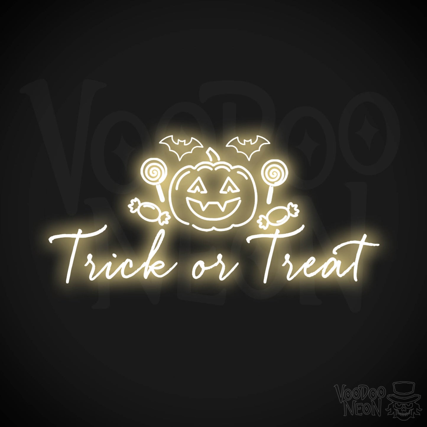 Trick Or Treat Neon Sign - Neon Trick or Treat Sign - LED Wall Art - Color Warm White