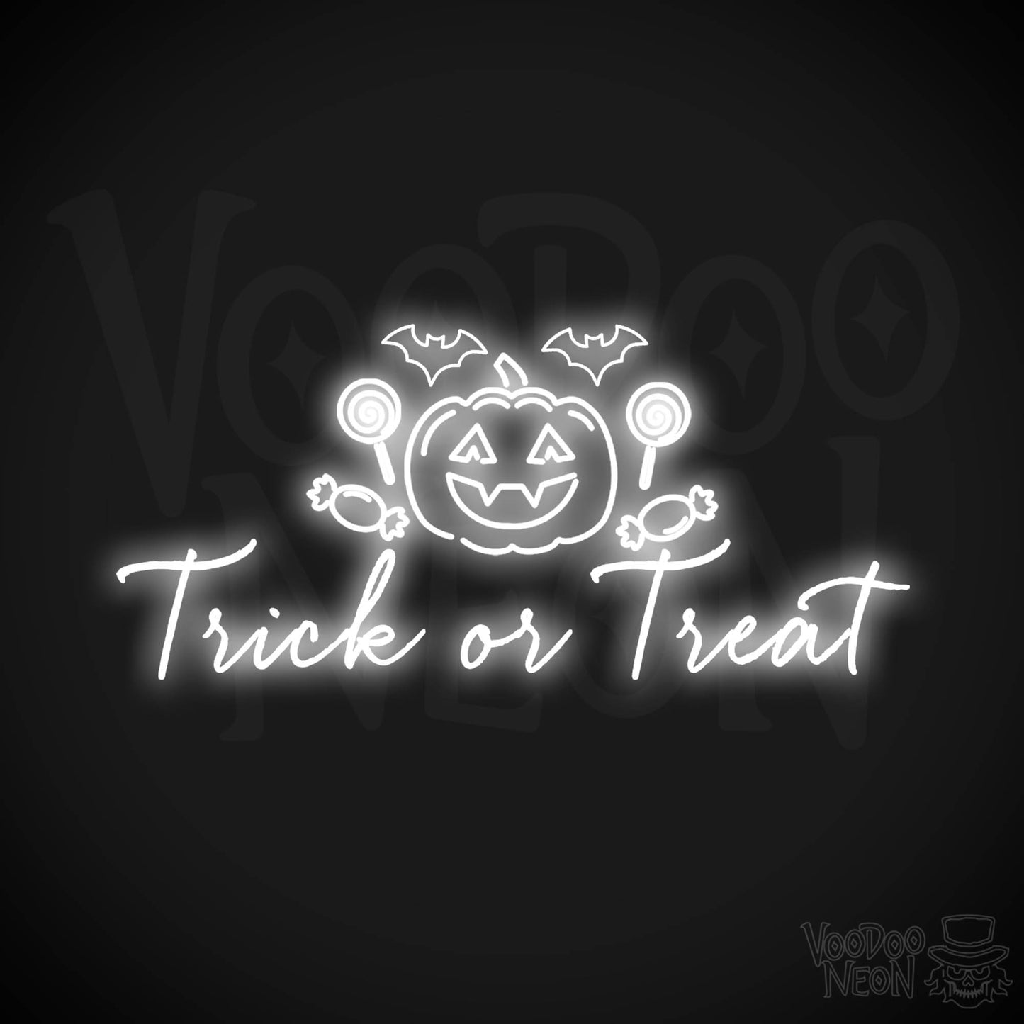 Trick Or Treat Neon Sign - Neon Trick or Treat Sign - LED Wall Art - Color White