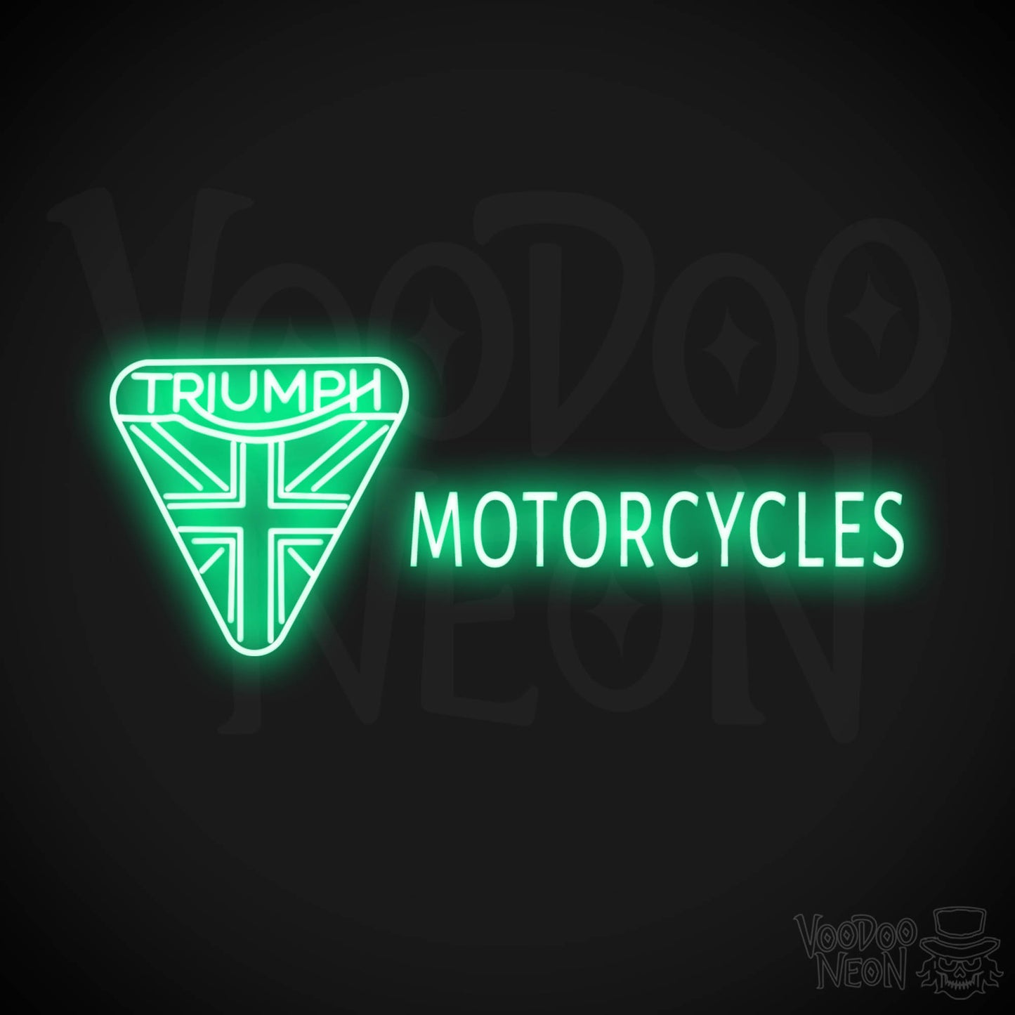 Triumph Motorcycles Neon Sign - Neon Triumph Motorcycles Sign - Color Green