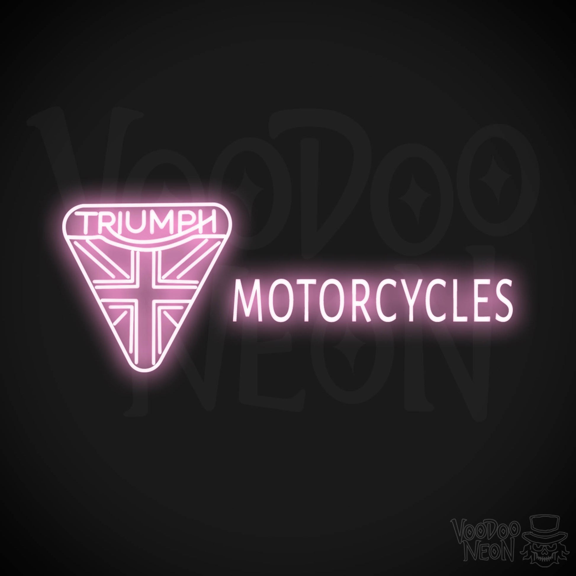 Triumph Motorcycles Neon Sign - Neon Triumph Motorcycles Sign - Color Light Pink