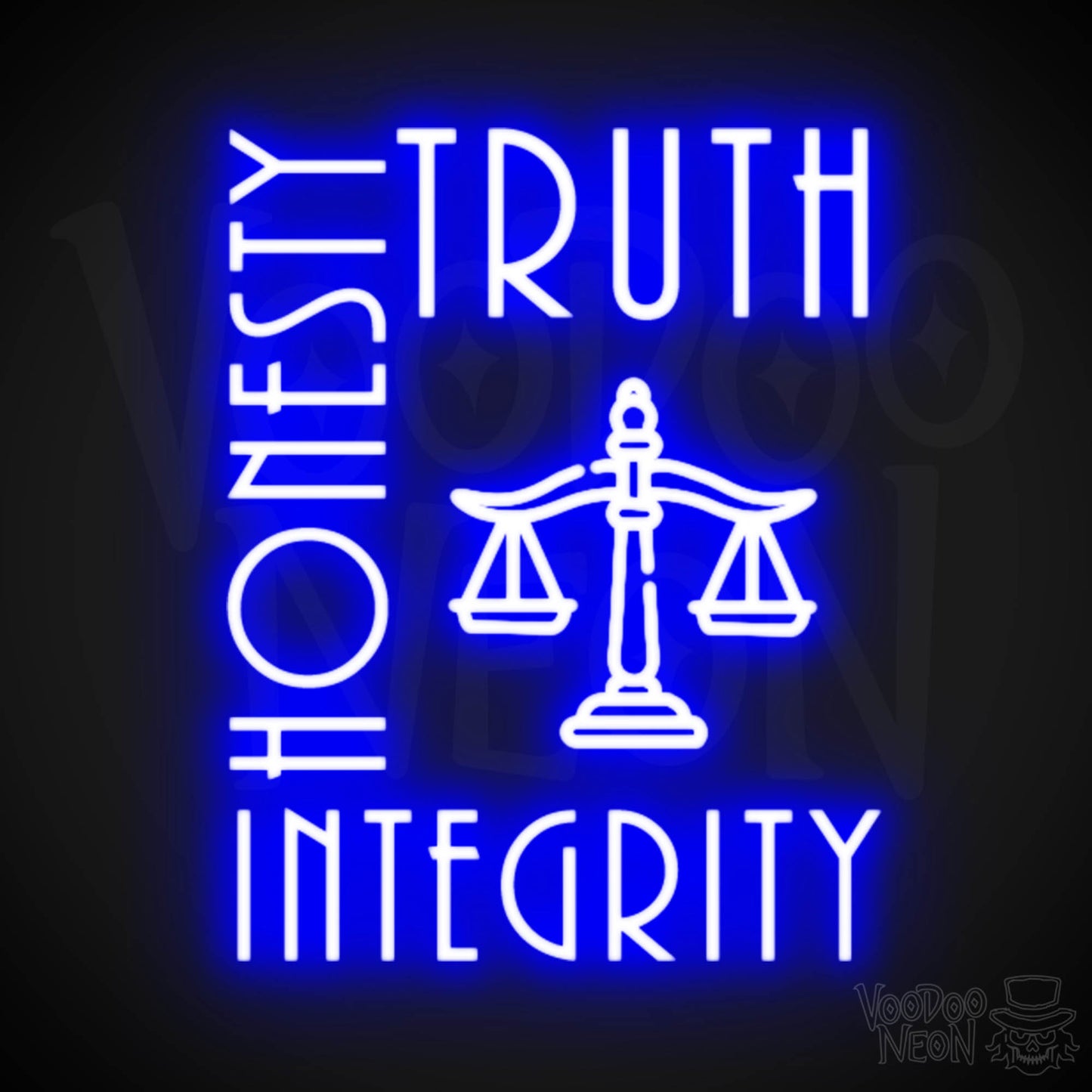 Truth Honesty Integrity Neon Sign - LED Wall Art - Color Dark Blue