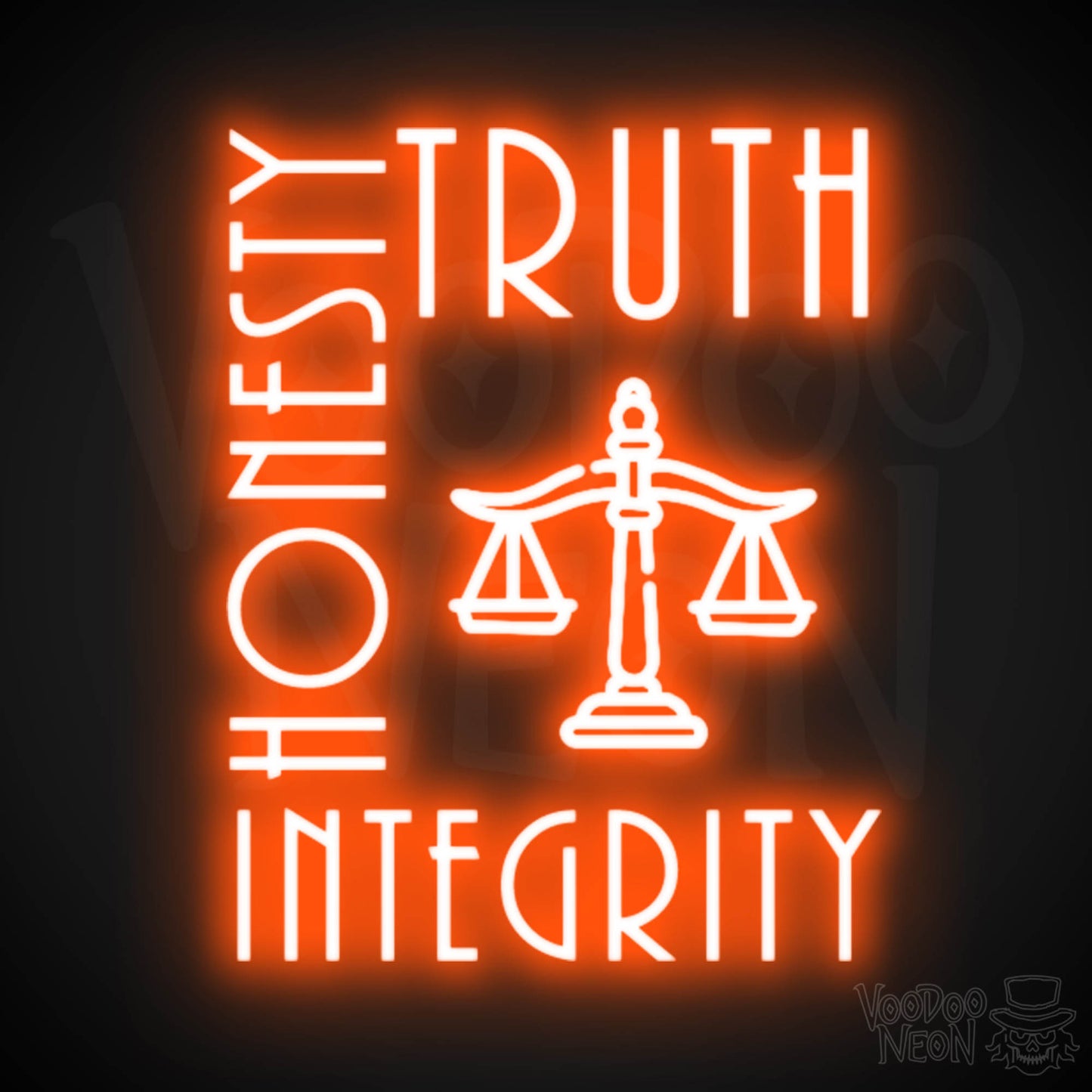 Truth Honesty Integrity Neon Sign - LED Wall Art - Color Orange