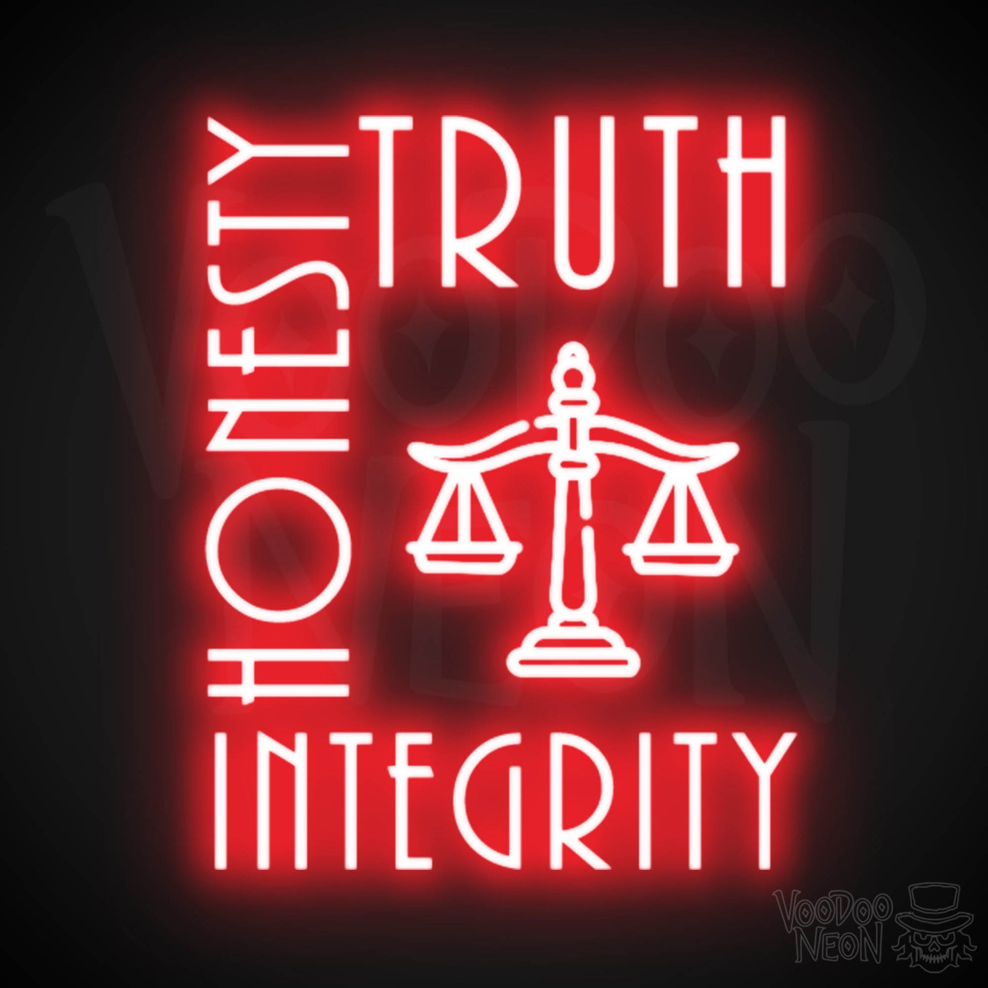 Truth Honesty Integrity Neon Sign - LED Wall Art - Color Red