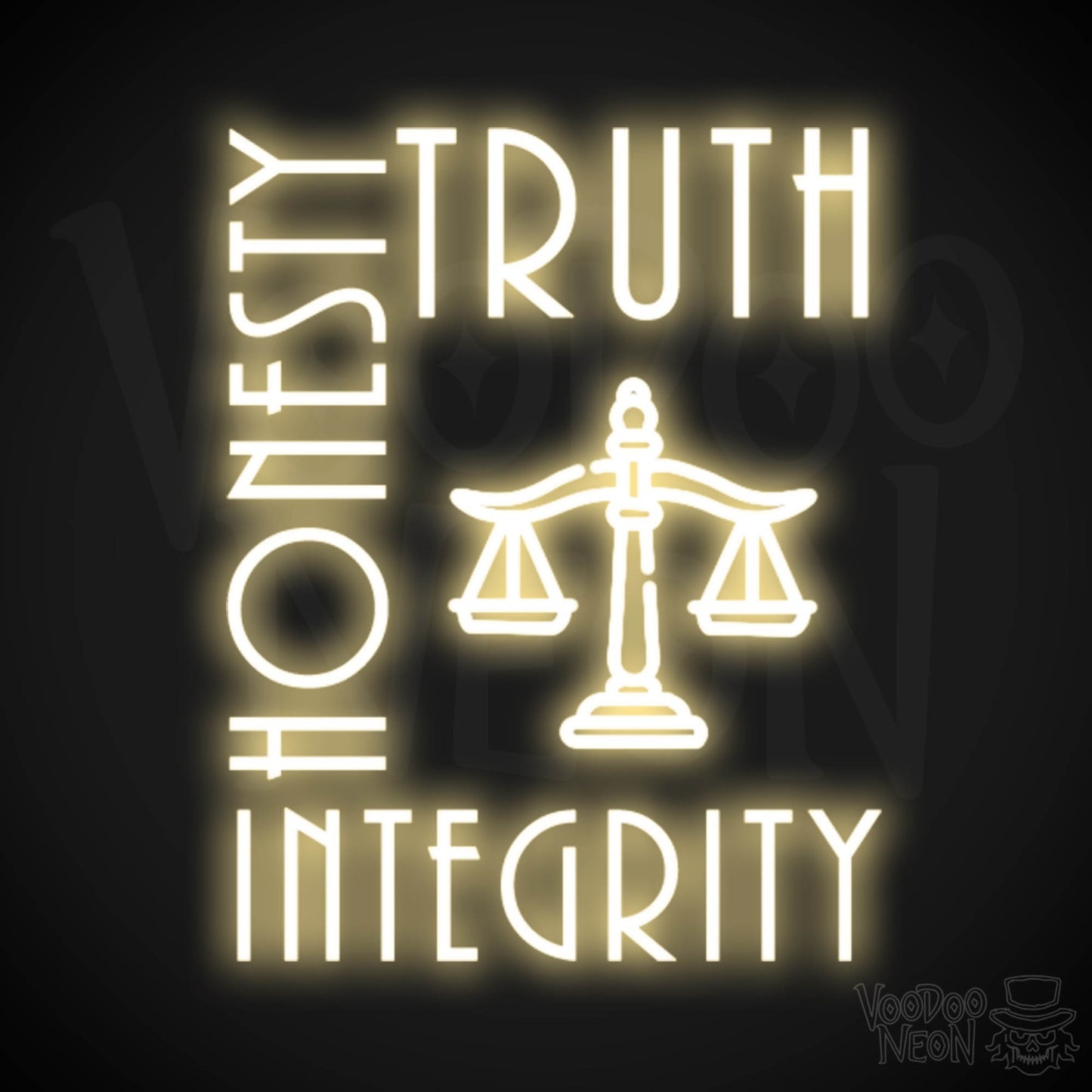 Truth Honesty Integrity Neon Sign - LED Wall Art - Color Warm White
