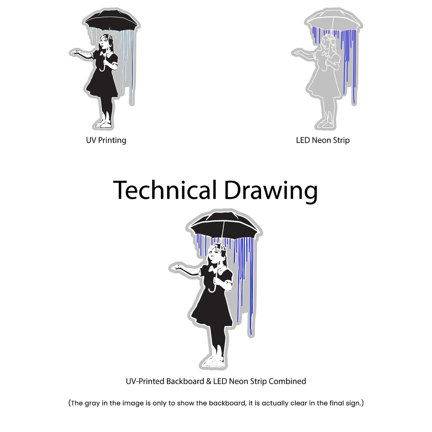 Technical Drawing Banksy Umbrella Girl