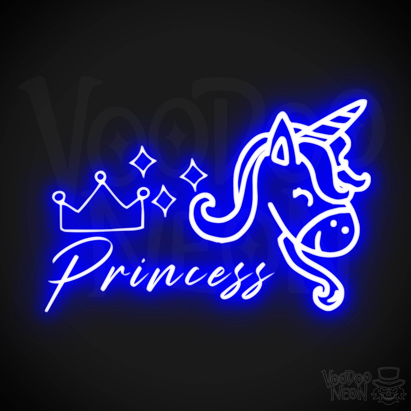 Unicorn Princess Neon Sign - Neon Unicorn Princess Sign - LED Artwork - Color Dark Blue