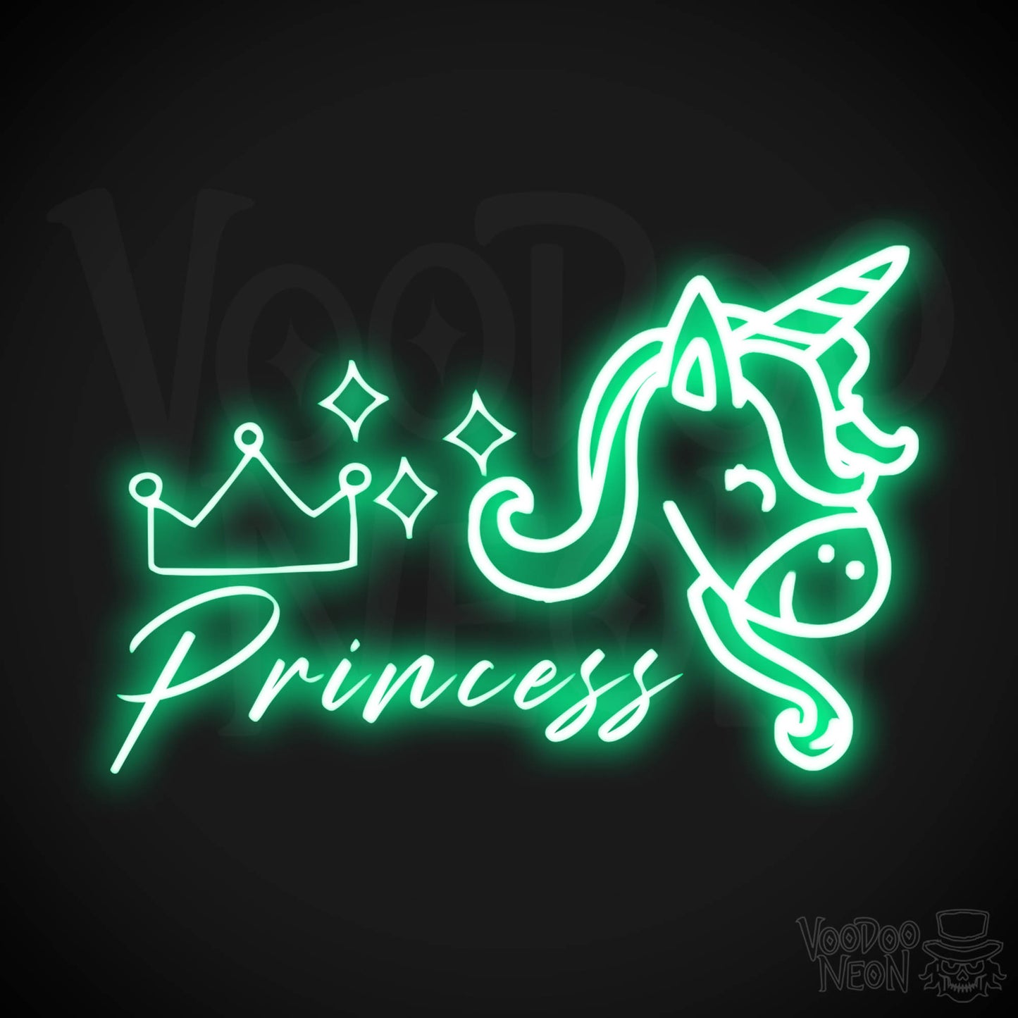 Unicorn Princess Neon Sign - Neon Unicorn Princess Sign - LED Artwork - Color Green