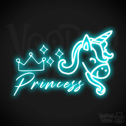 Unicorn Princess Neon Sign - Neon Unicorn Princess Sign - LED Artwork - Color Ice Blue