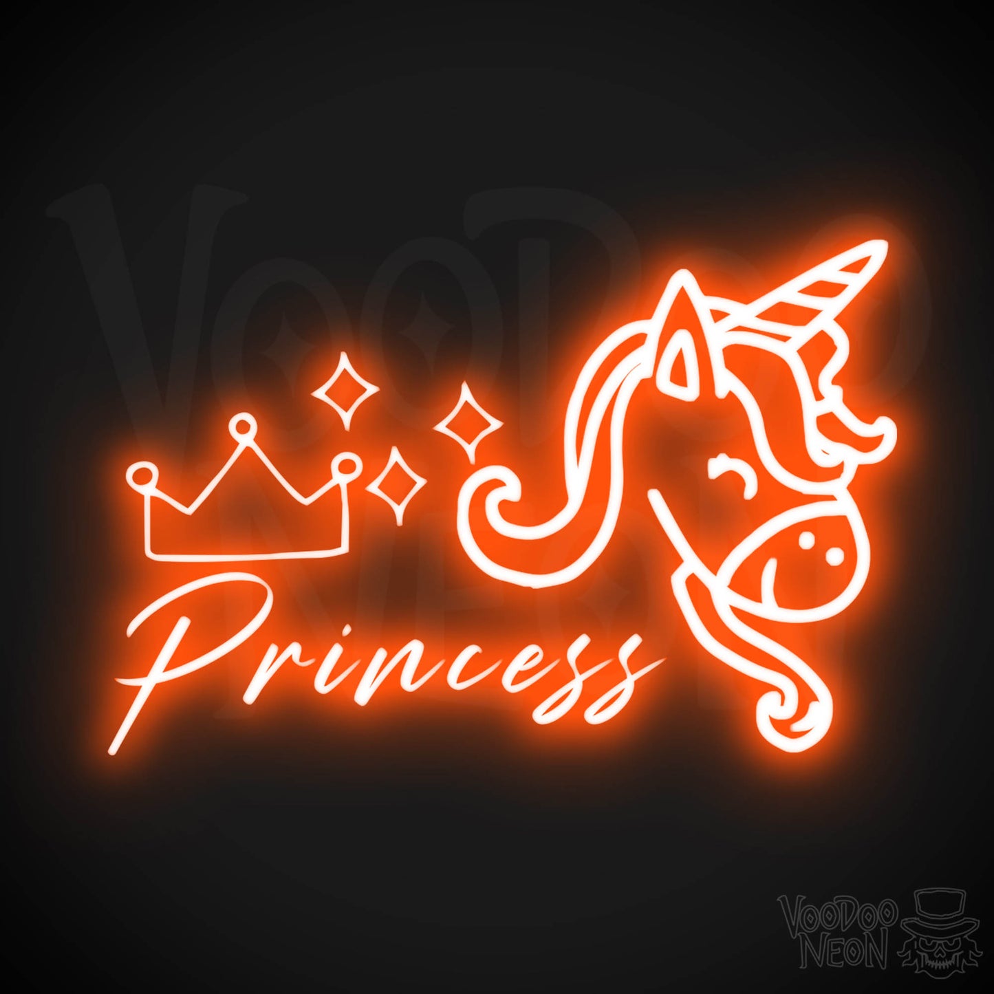 Unicorn Princess Neon Sign - Neon Unicorn Princess Sign - LED Artwork - Color Orange