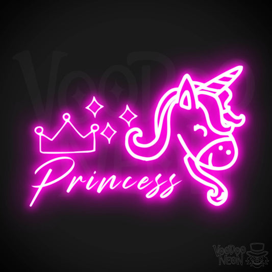 Unicorn Princess Neon Sign - Neon Unicorn Princess Sign - LED Artwork - Color Pink