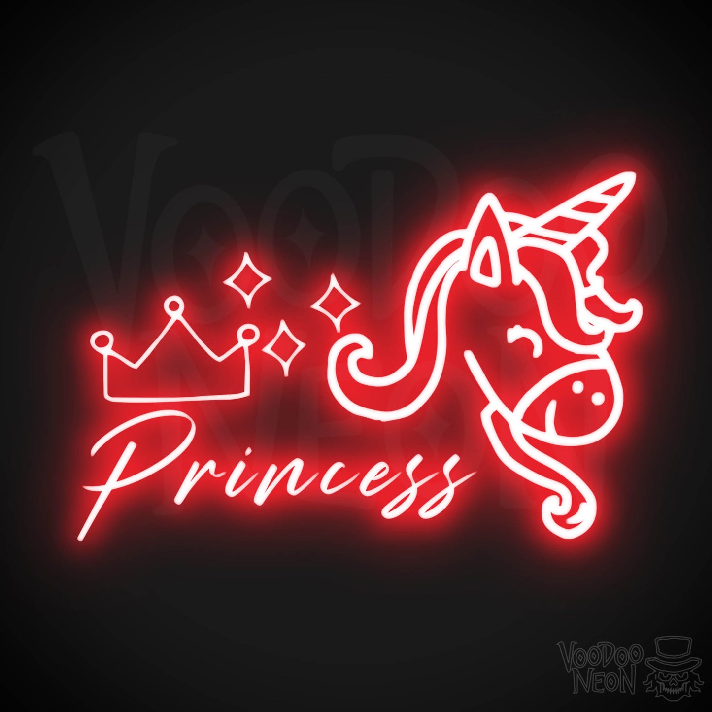 Unicorn Princess Neon Sign - Neon Unicorn Princess Sign - LED Artwork - Color Red