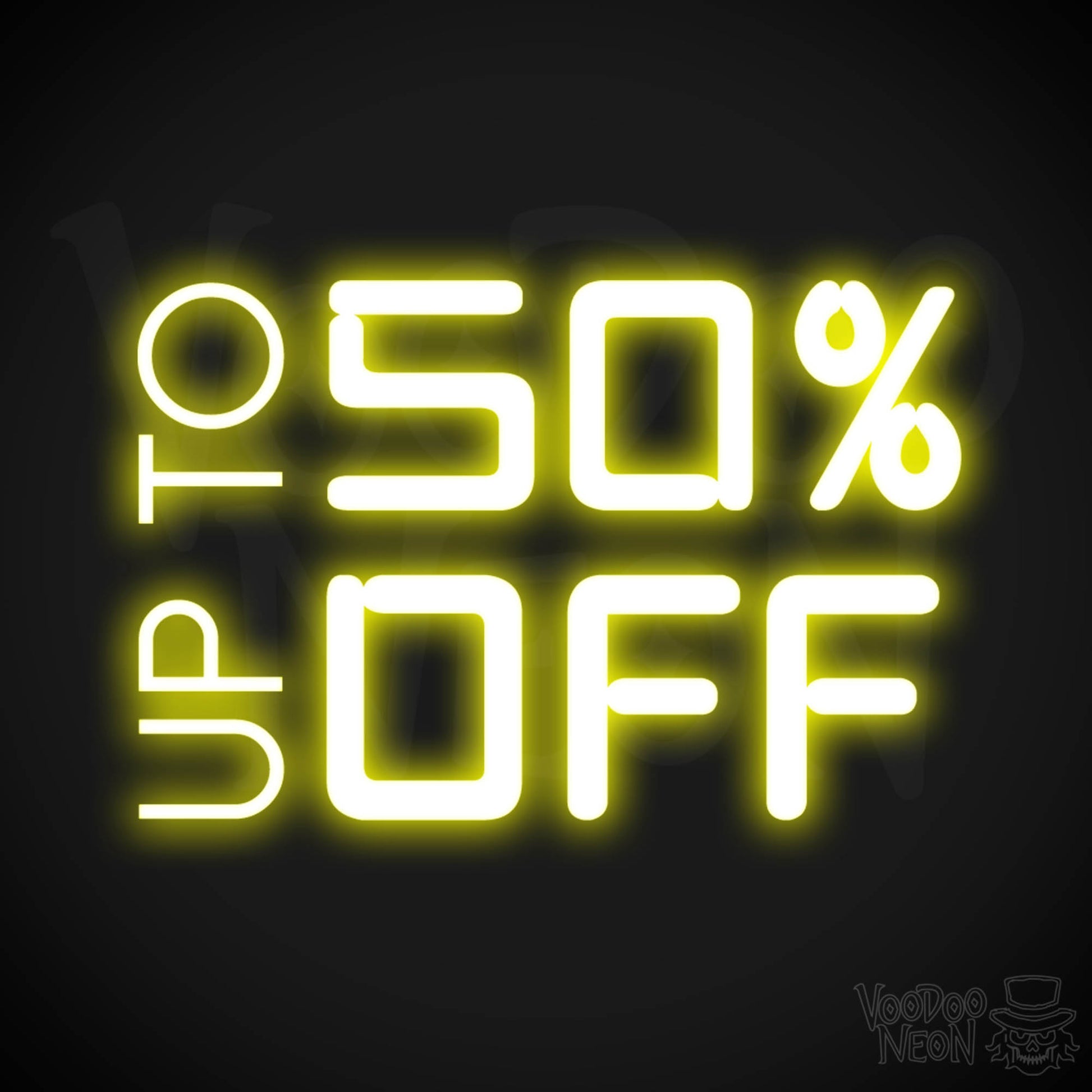 Upto 50% Off Neon Sign - Upto 50% Off Sign - Color Yellow