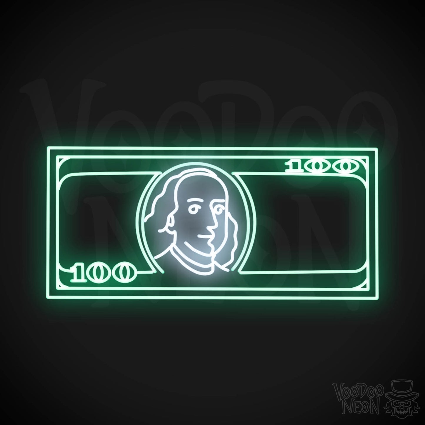 US $100 Bill Neon Sign - Neon $100 Sign - Color Multi-Color