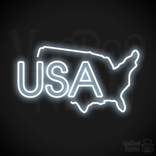 USA Neon Sign - Neon USA Sign - LED Signs - Wall Art - Color Cool White