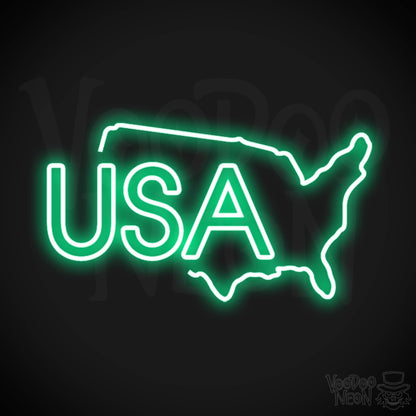 USA Neon Sign - Neon USA Sign - LED Signs - Wall Art - Color Green