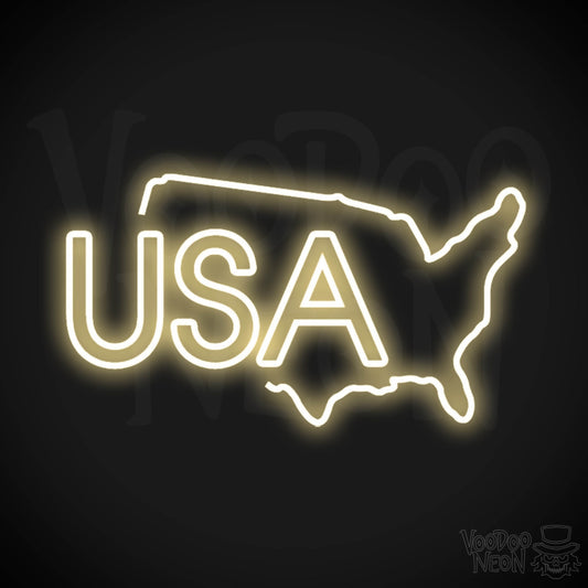 USA Neon Sign - Neon USA Sign - LED Signs - Wall Art - Color Warm White