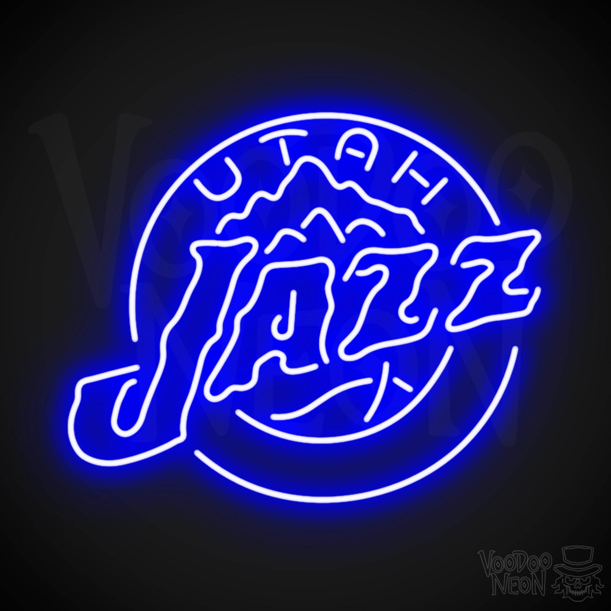 Utah Jazz Neon Sign - Utah Jazz Sign - Neon Jazz Logo Wall Art - Color Dark Blue
