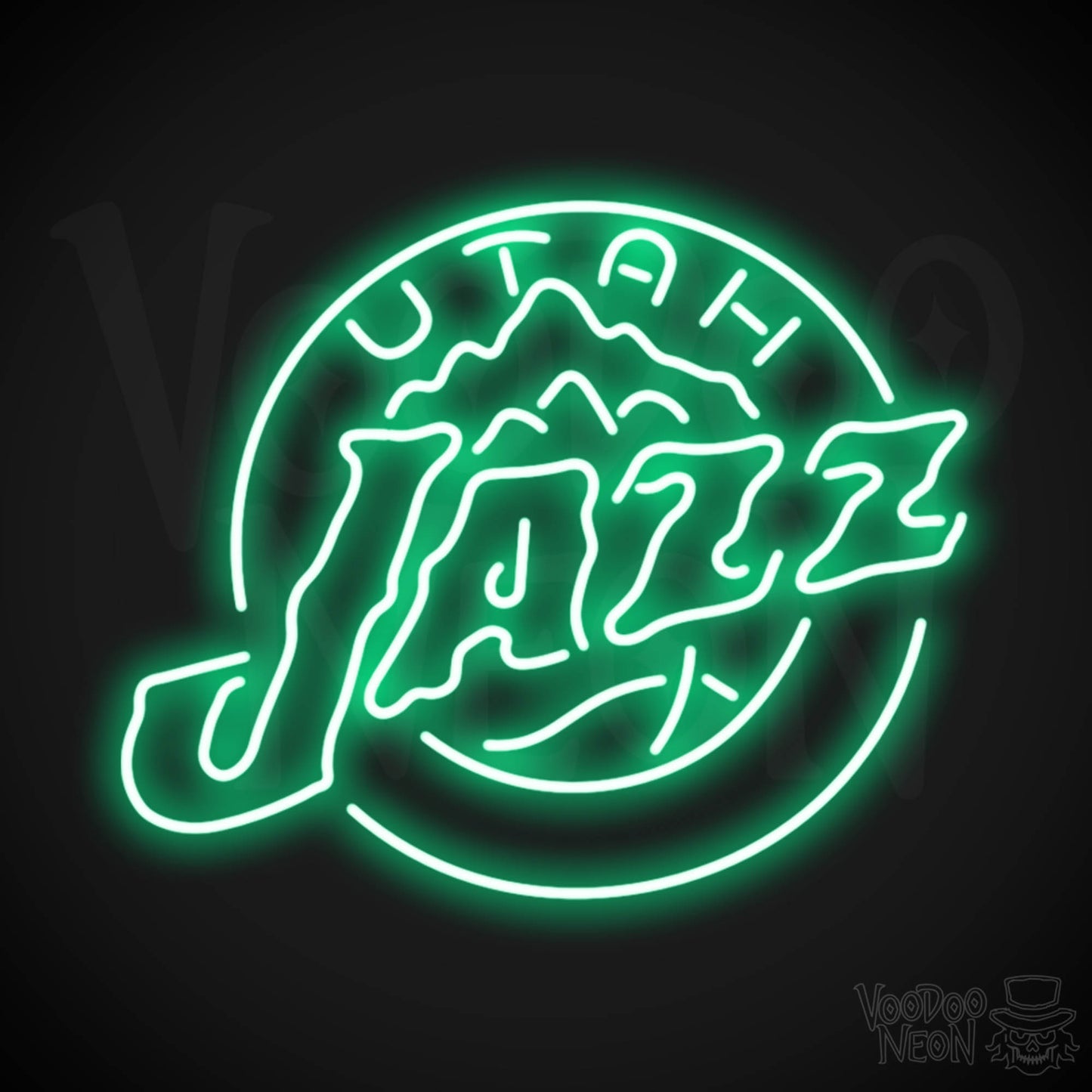 Utah Jazz Neon Sign - Utah Jazz Sign - Neon Jazz Logo Wall Art - Color Green