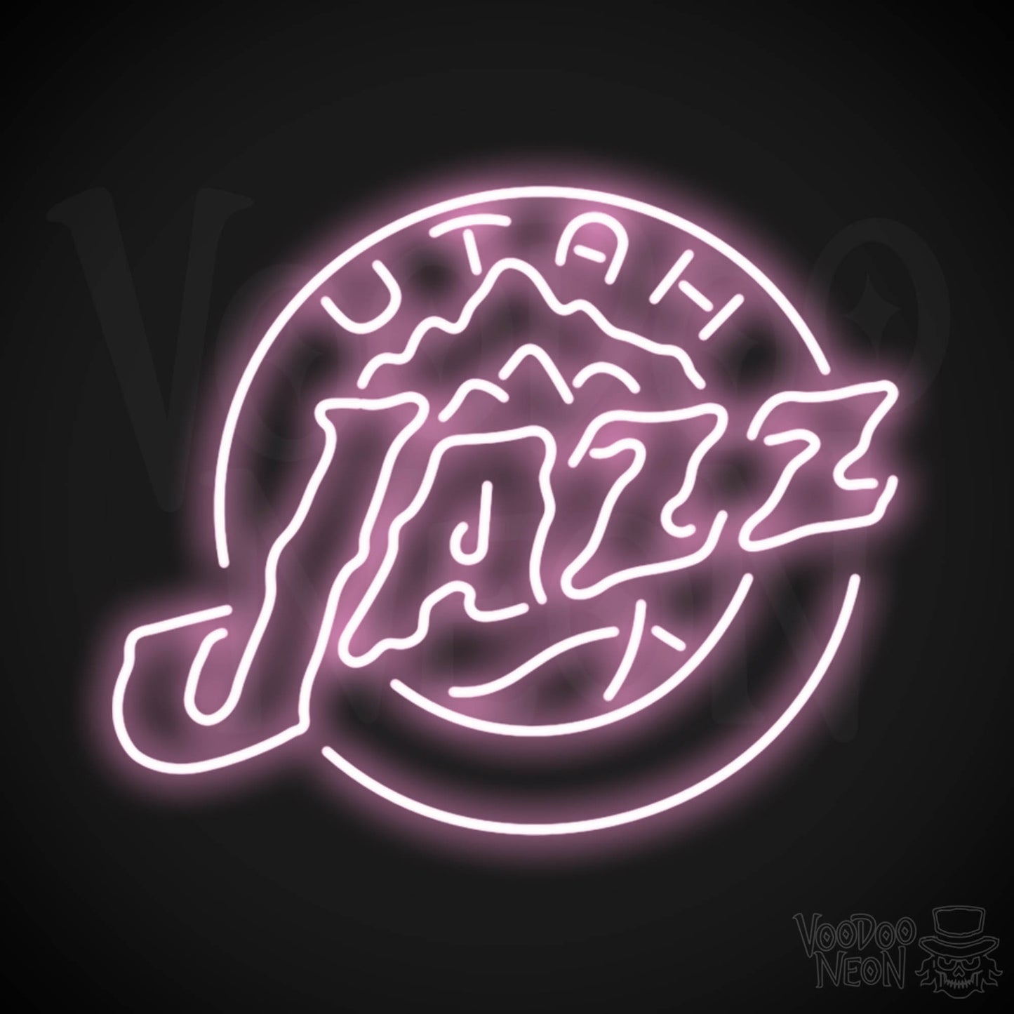 Utah Jazz Neon Sign - Utah Jazz Sign - Neon Jazz Logo Wall Art - Color Light Pink