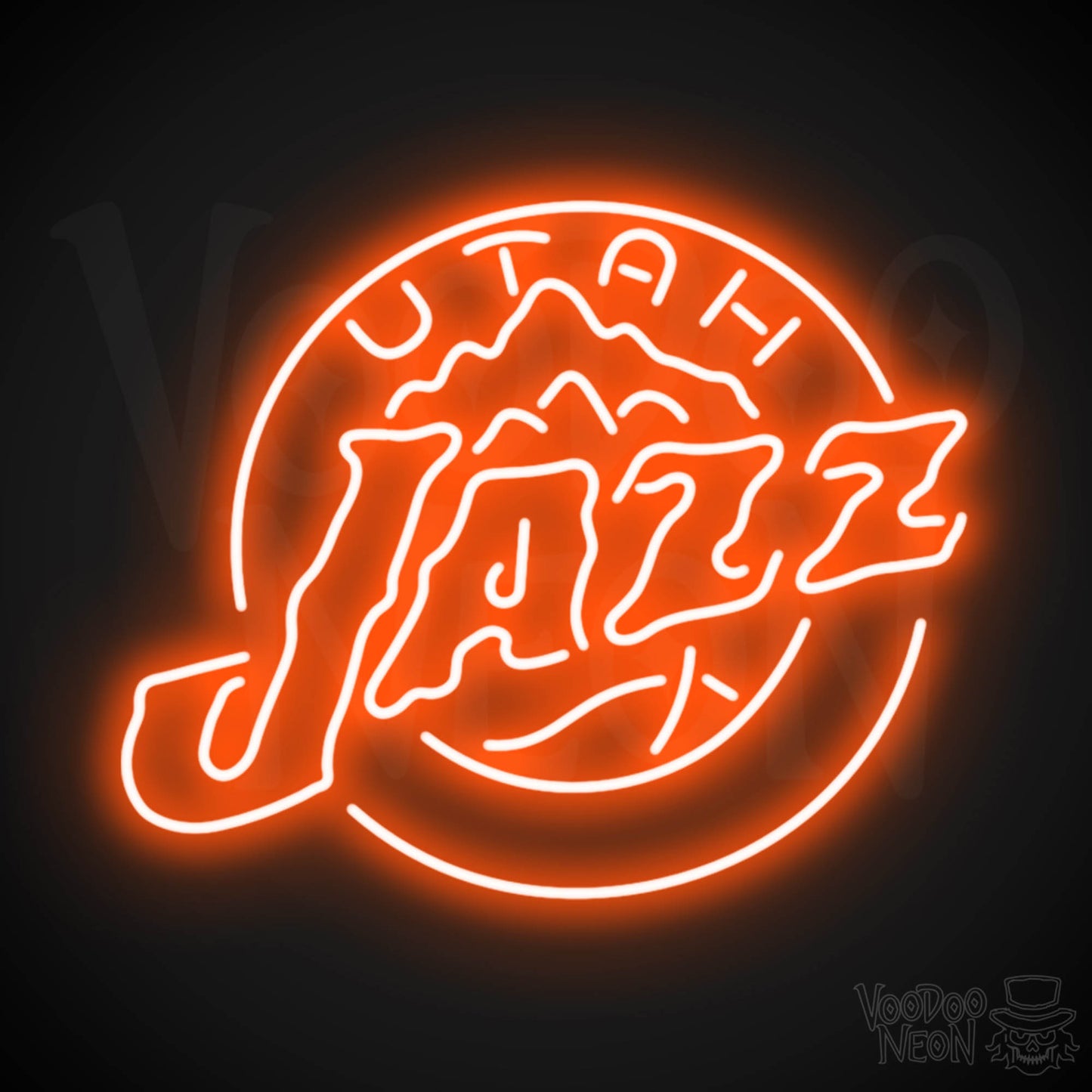 Utah Jazz Neon Sign - Utah Jazz Sign - Neon Jazz Logo Wall Art - Color Orange