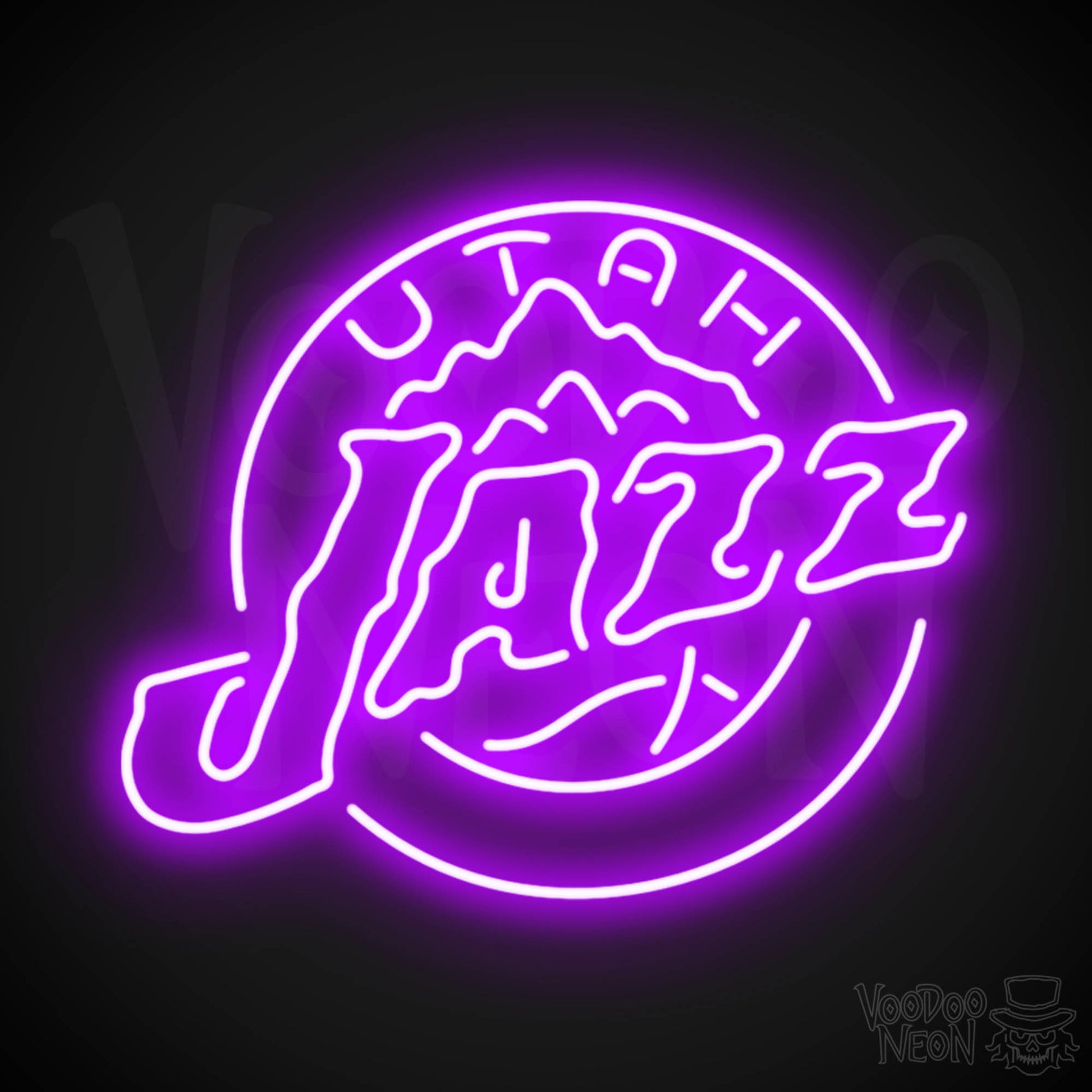 Utah Jazz Neon Sign - Utah Jazz Sign - Neon Jazz Logo Wall Art - Color Purple