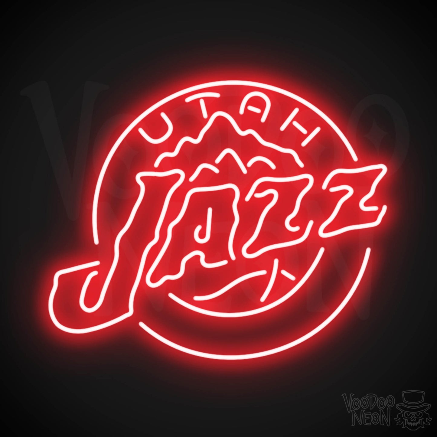 Utah Jazz Neon Sign - Utah Jazz Sign - Neon Jazz Logo Wall Art - Color Red