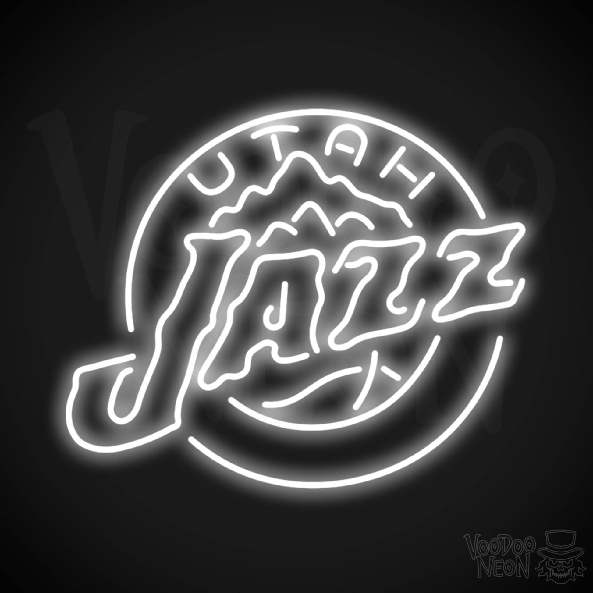 Utah Jazz Neon Sign - Utah Jazz Sign - Neon Jazz Logo Wall Art - Color White