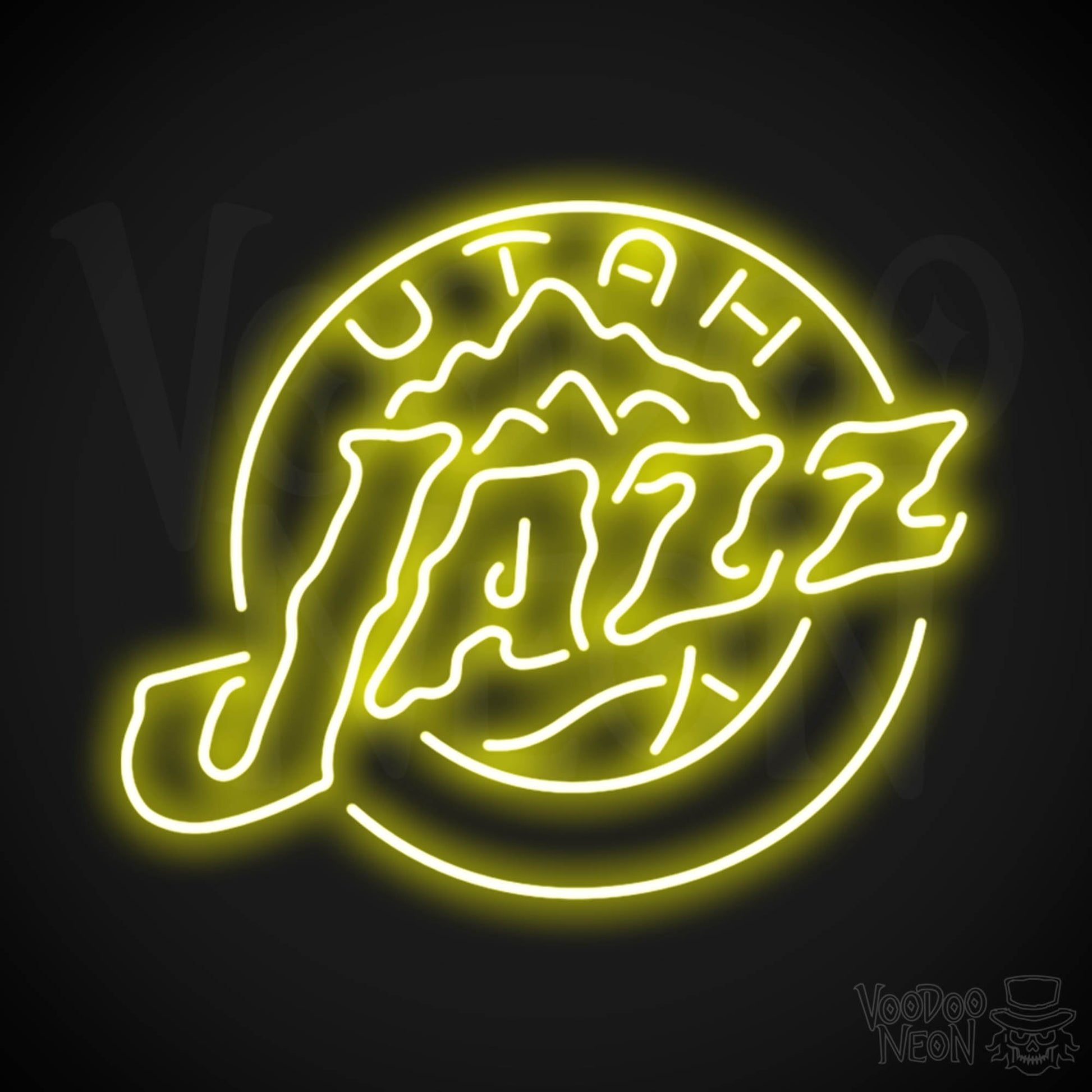 Utah Jazz Neon Sign - Utah Jazz Sign - Neon Jazz Logo Wall Art - Color Yellow