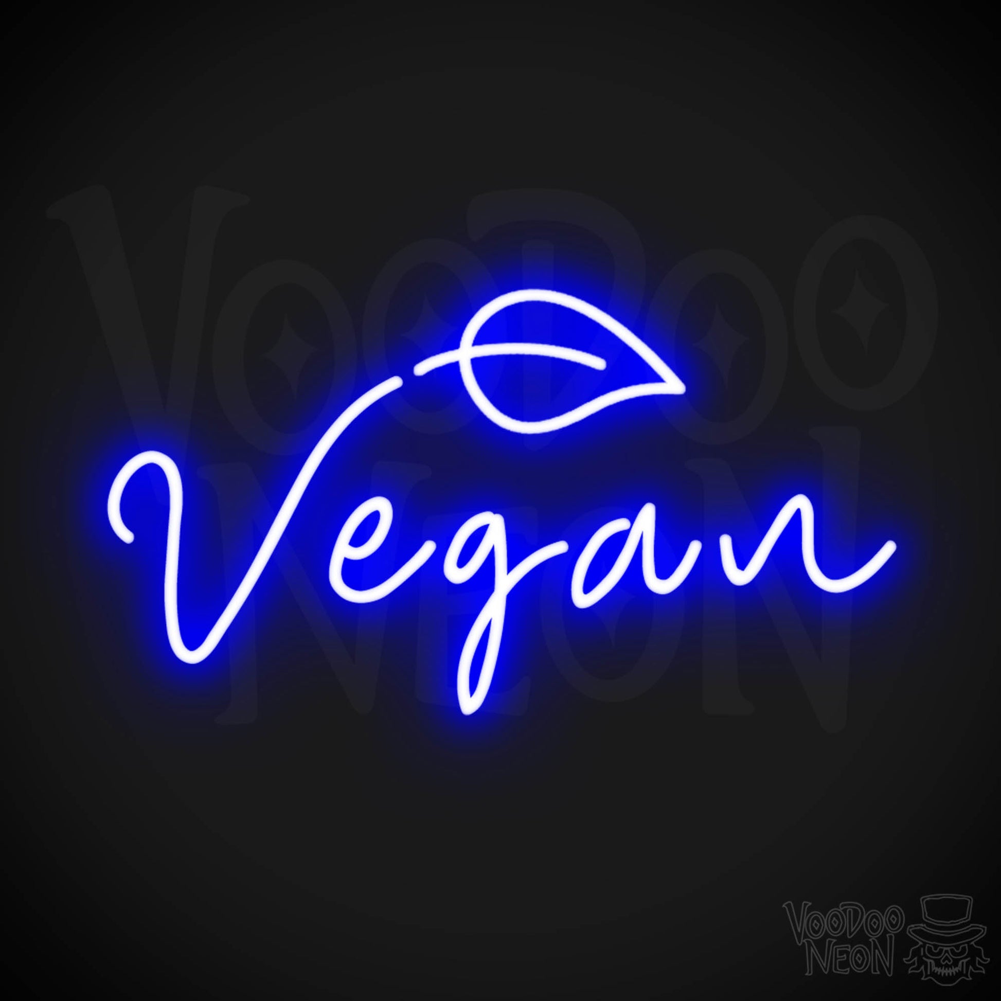 Vegan Neon Sign - Neon Vegan Restaurant Sign - Vegan Wall Art - Color Dark Blue