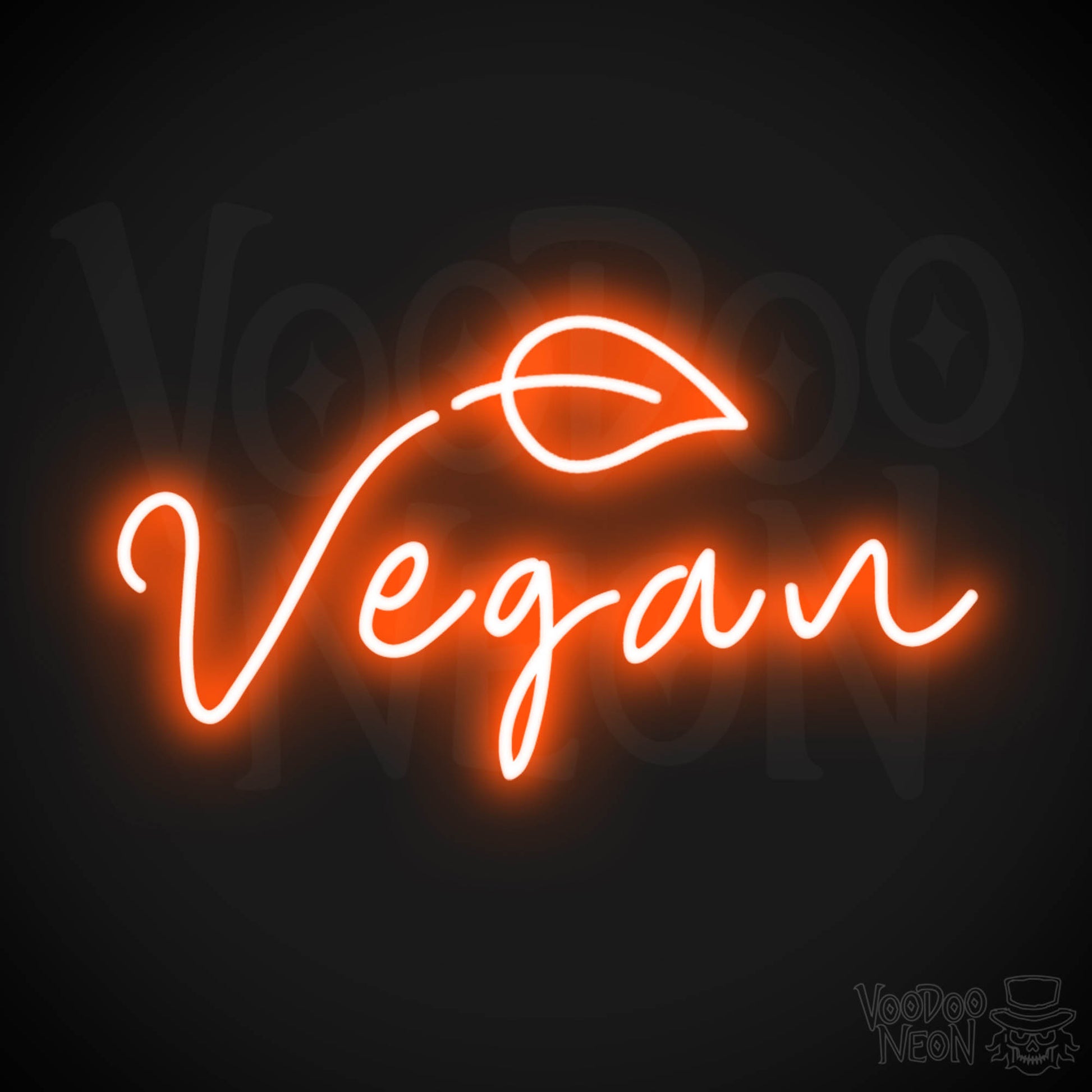 Vegan Neon Sign - Neon Vegan Restaurant Sign - Vegan Wall Art - Color Orange