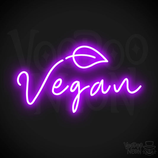 Vegan Neon Sign - Neon Vegan Restaurant Sign - Vegan Wall Art - Color Purple