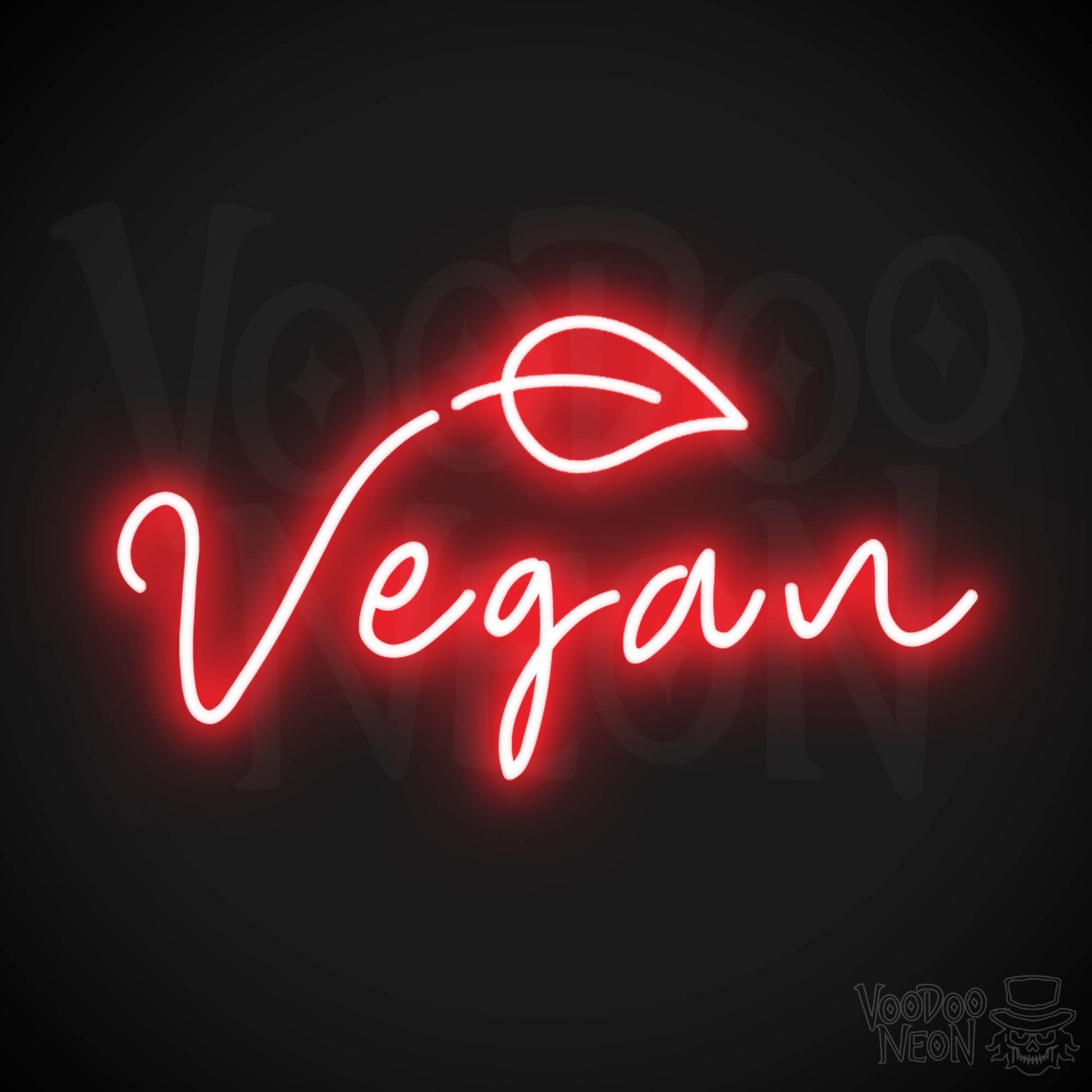 Vegan Neon Sign - Neon Vegan Restaurant Sign - Vegan Wall Art - Color Red