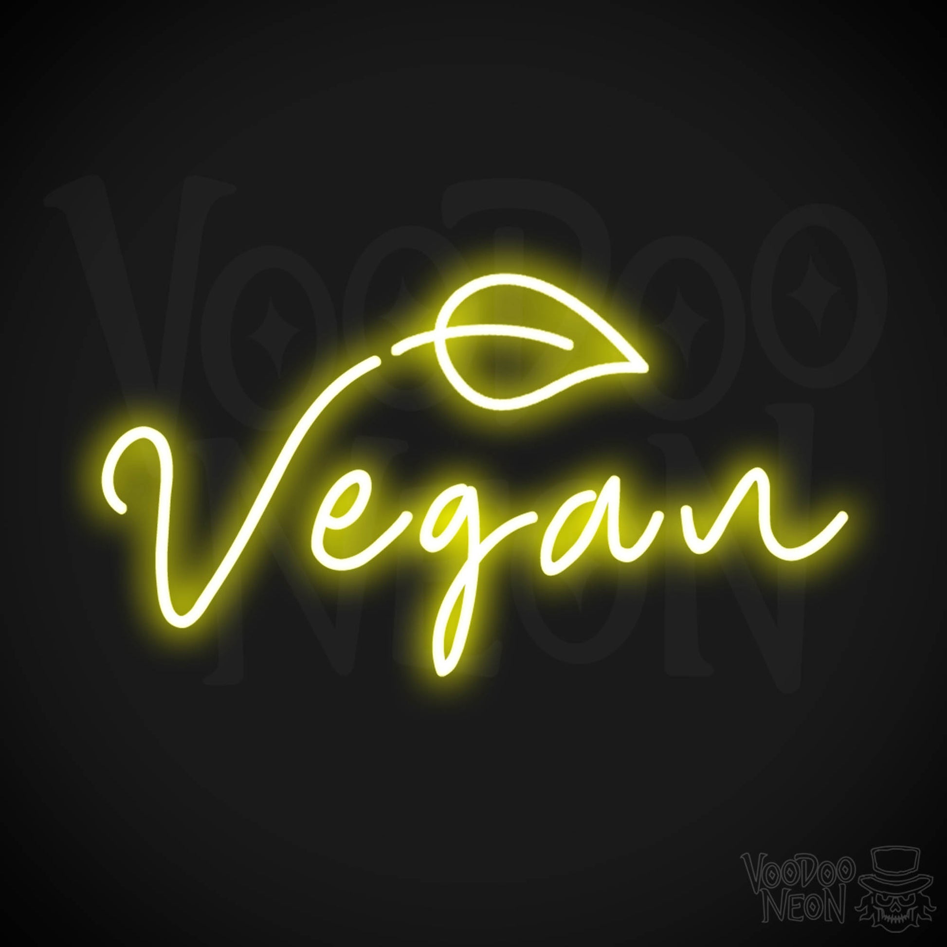 Vegan Neon Sign - Neon Vegan Restaurant Sign - Vegan Wall Art - Color Yellow
