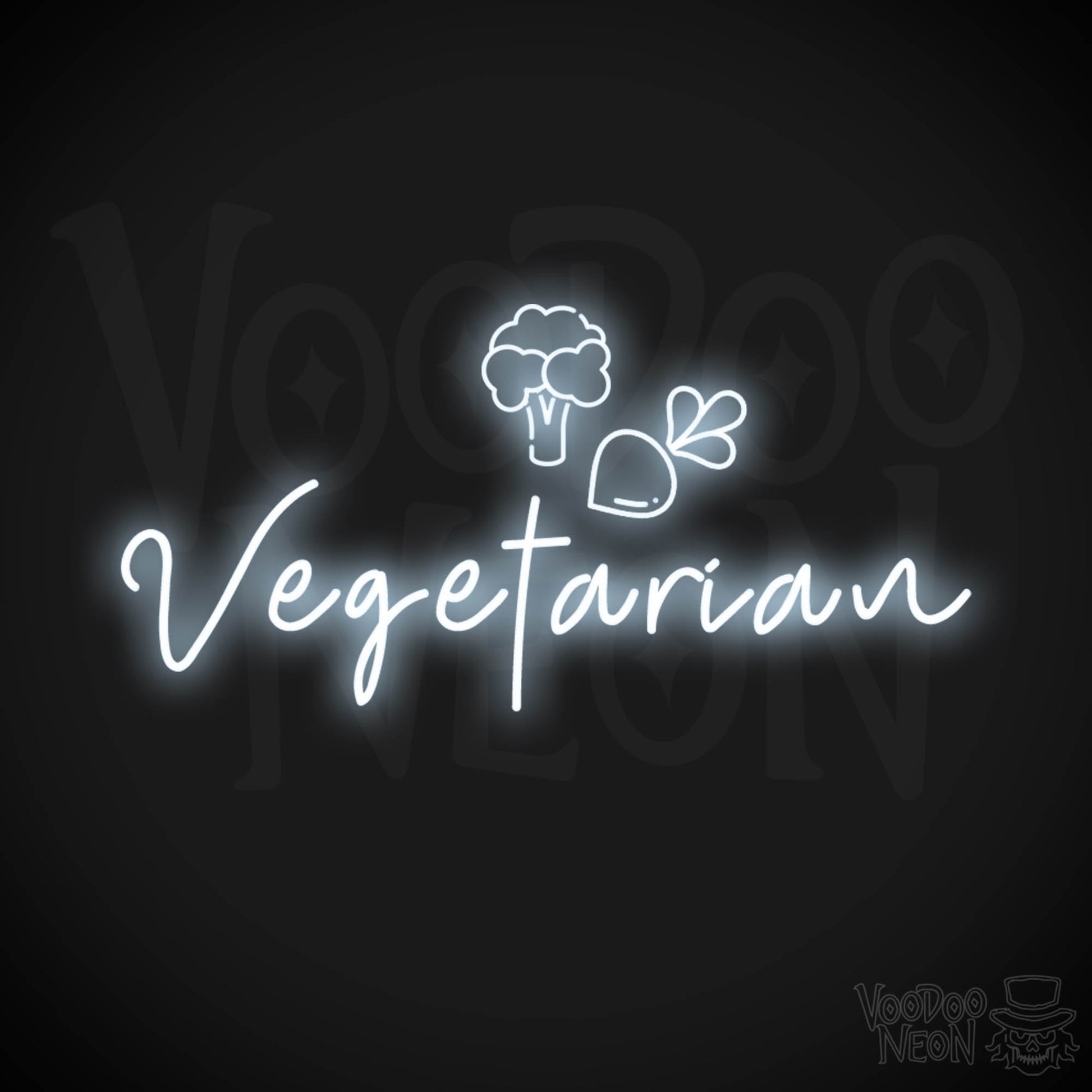 Vegetarian Neon Sign - Neon Vegetarian Restaurant Sign - Vegetarian Wall Art - Color Cool White