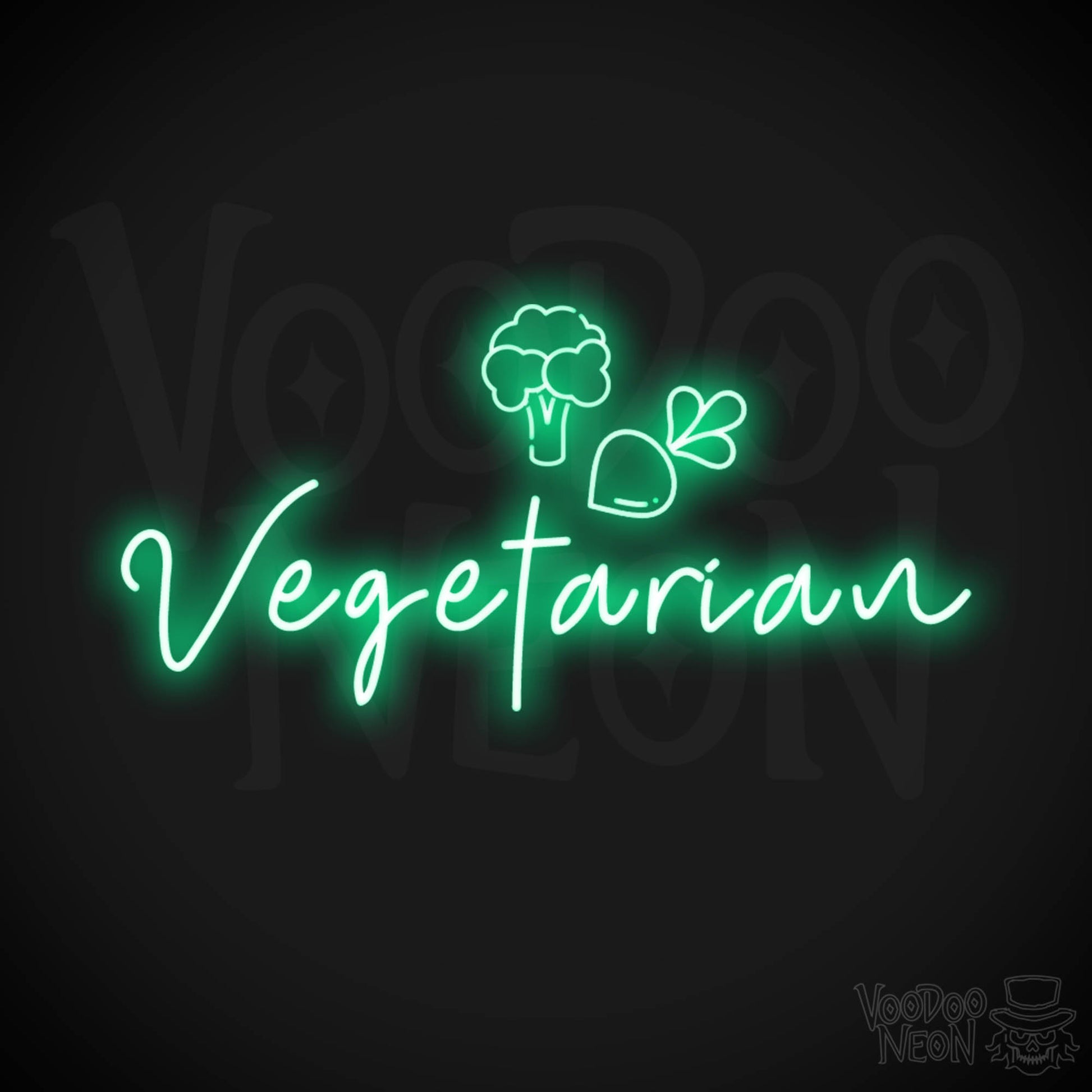 Vegetarian Neon Sign - Neon Vegetarian Restaurant Sign - Vegetarian Wall Art - Color Green