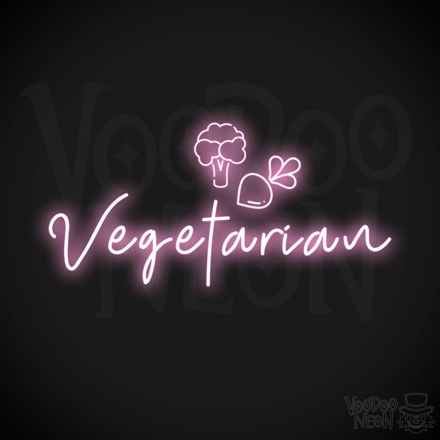 Vegetarian Neon Sign - Neon Vegetarian Restaurant Sign - Vegetarian Wall Art - Color Light Pink