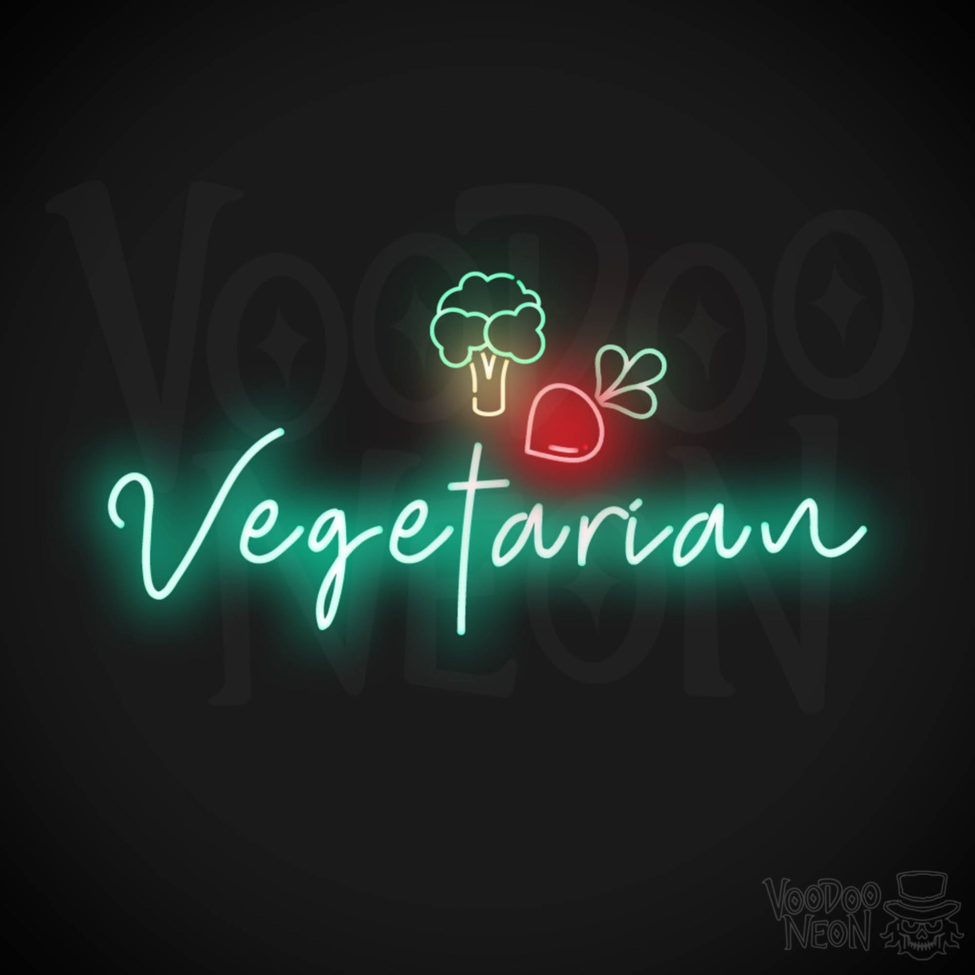 Vegetarian Neon Sign - Neon Vegetarian Restaurant Sign - Vegetarian Wall Art - Color Multi-Color