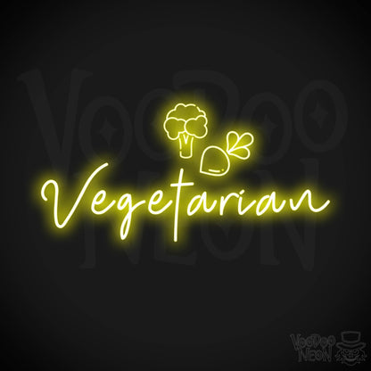Vegetarian Neon Sign - Neon Vegetarian Restaurant Sign - Vegetarian Wall Art - Color Yellow