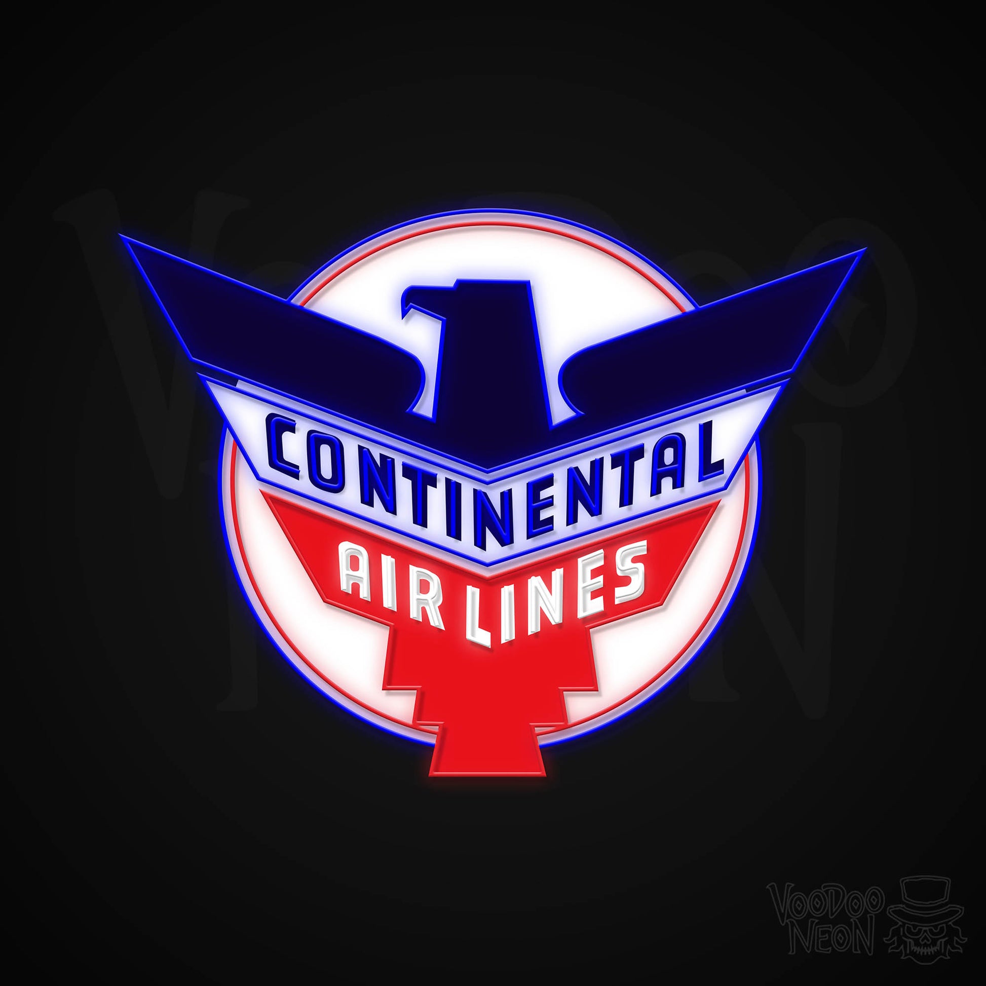 Continental Air (Vintage) Neon Sign - Multi-Color - Blackwall