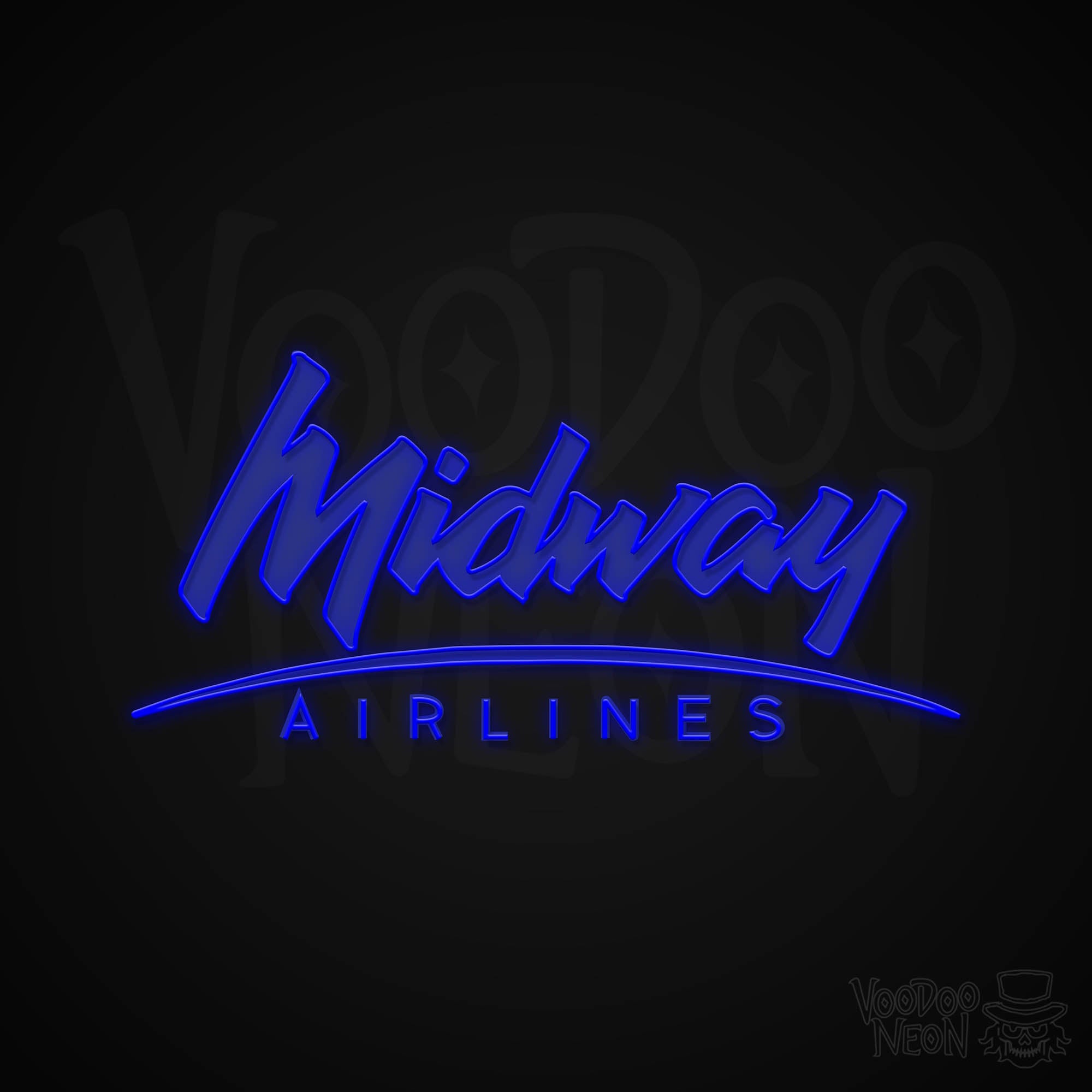 Midway Airlines (Vintage) Neon Sign - Multi-Color - Blackwall