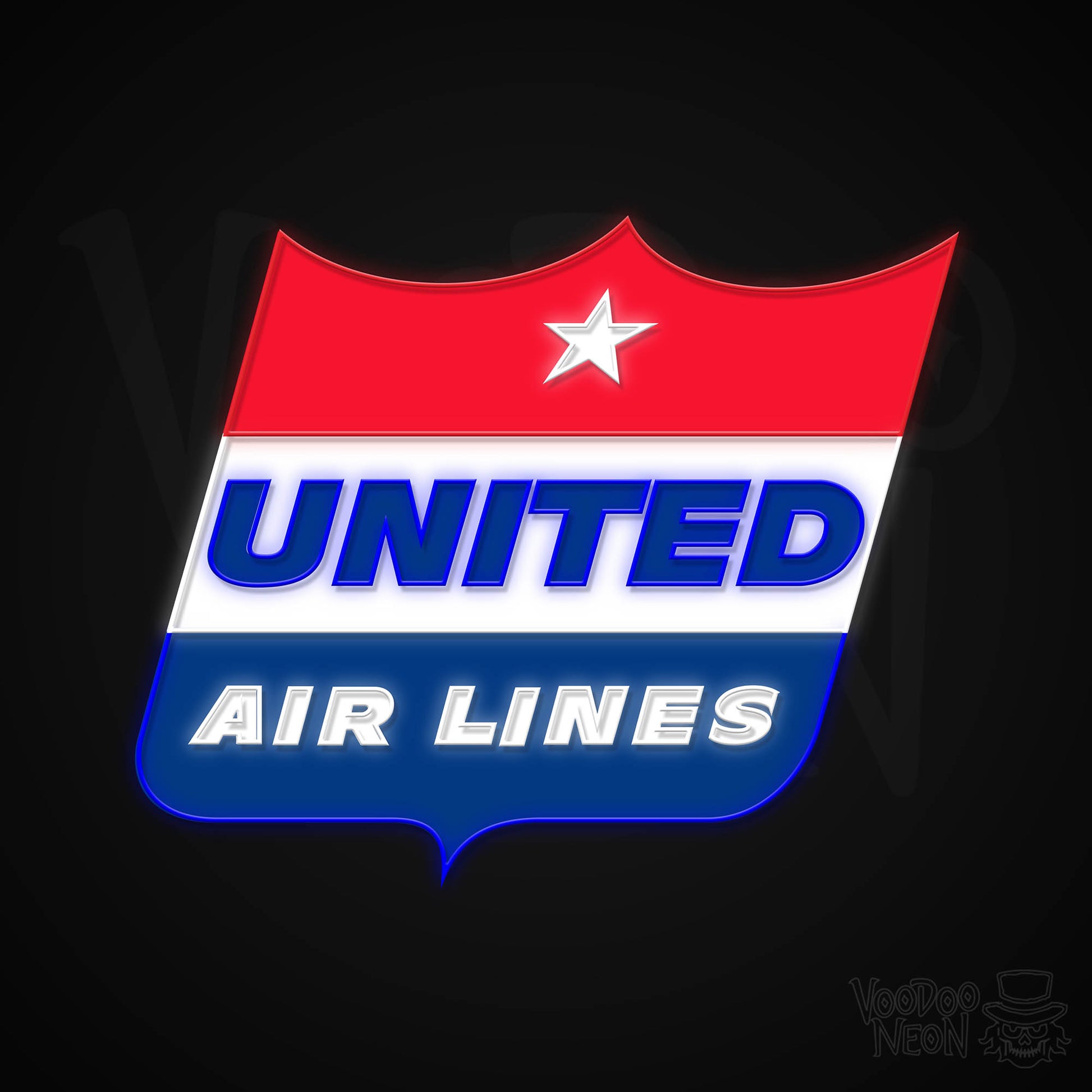 United Airlines (Vintage) Neon Sign - Multi-Color - Blackwall