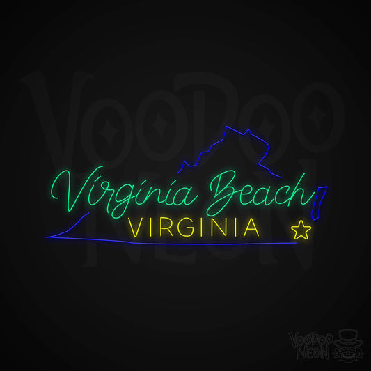 Virginia Beach, Virginia Neon Sign - Multi-Color