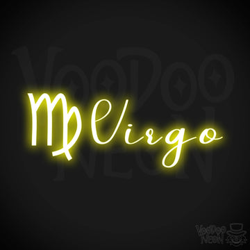 Virgo Neon Sign - Neon Virgo Sign - Virgo Symbol - Neon Wall Art - Color Yellow